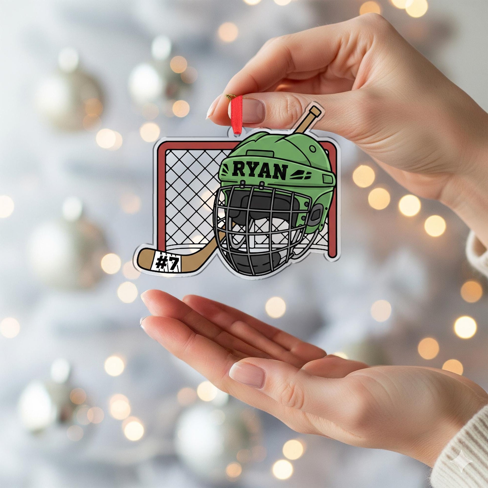 Personalized Hockey Ornament – Custom Name & Number Christmas Gift for Player