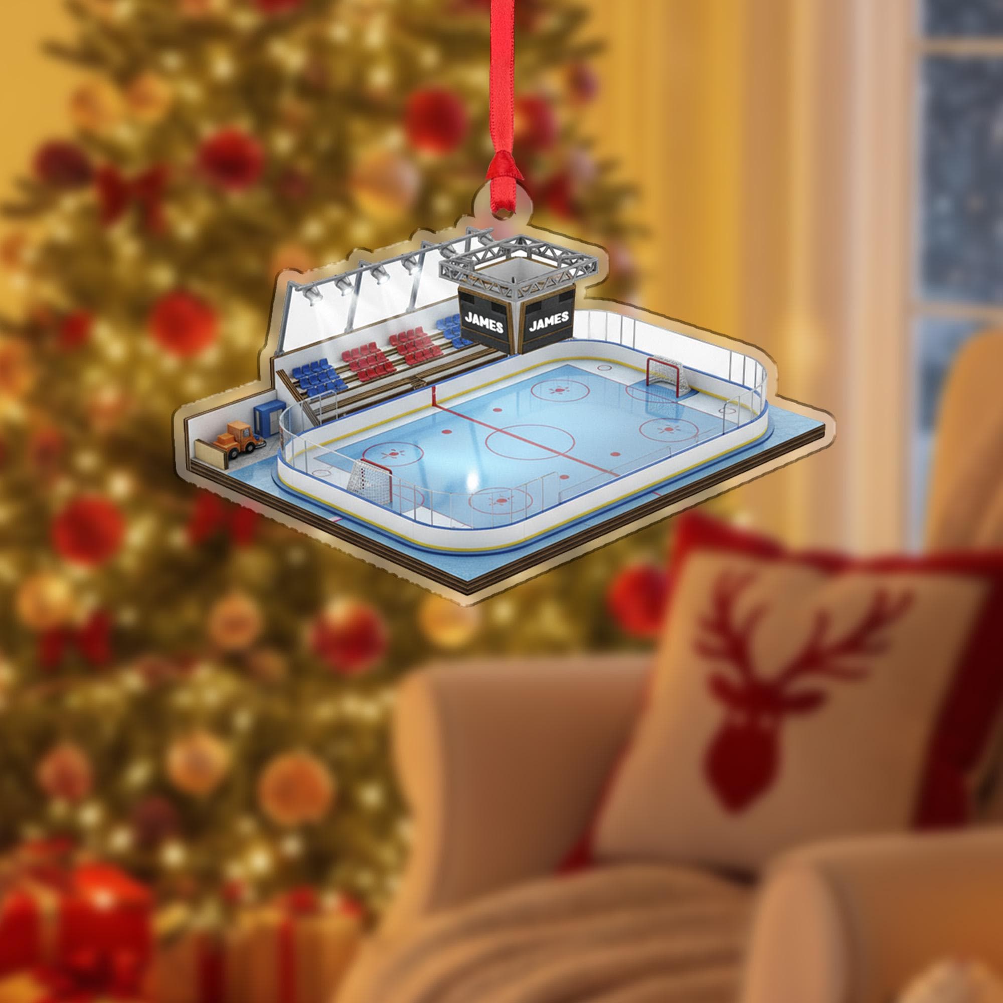 Personalized Hockey Rink Ornament: Custom 3D Ice Arena Gift