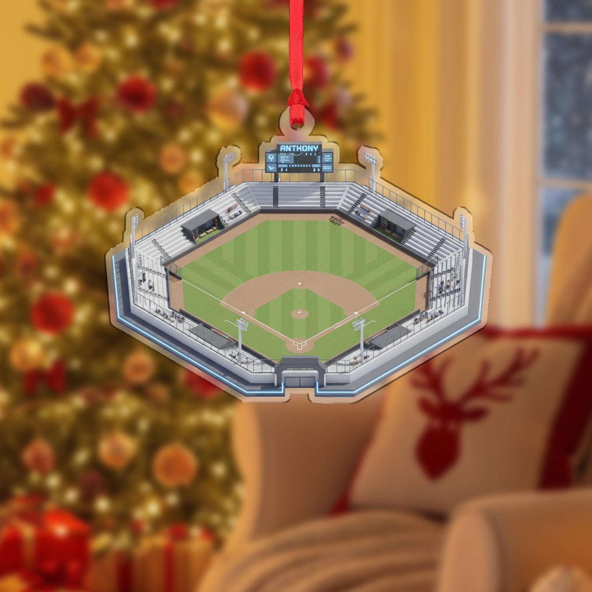 Personalized Baseball Stadium Ornament – Custom Ballpark Christmas Gift with Name
