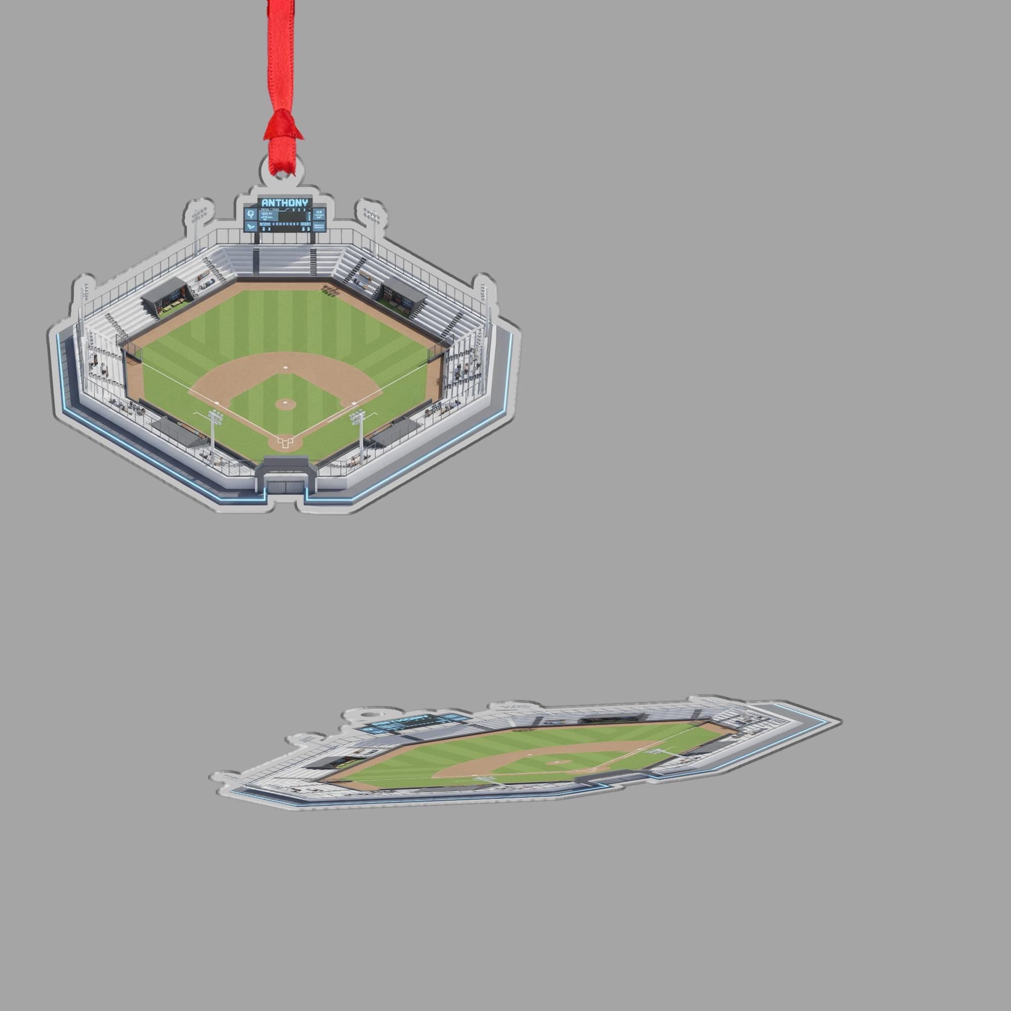 Personalized Baseball Stadium Ornament – Custom Ballpark Christmas Gift with Name