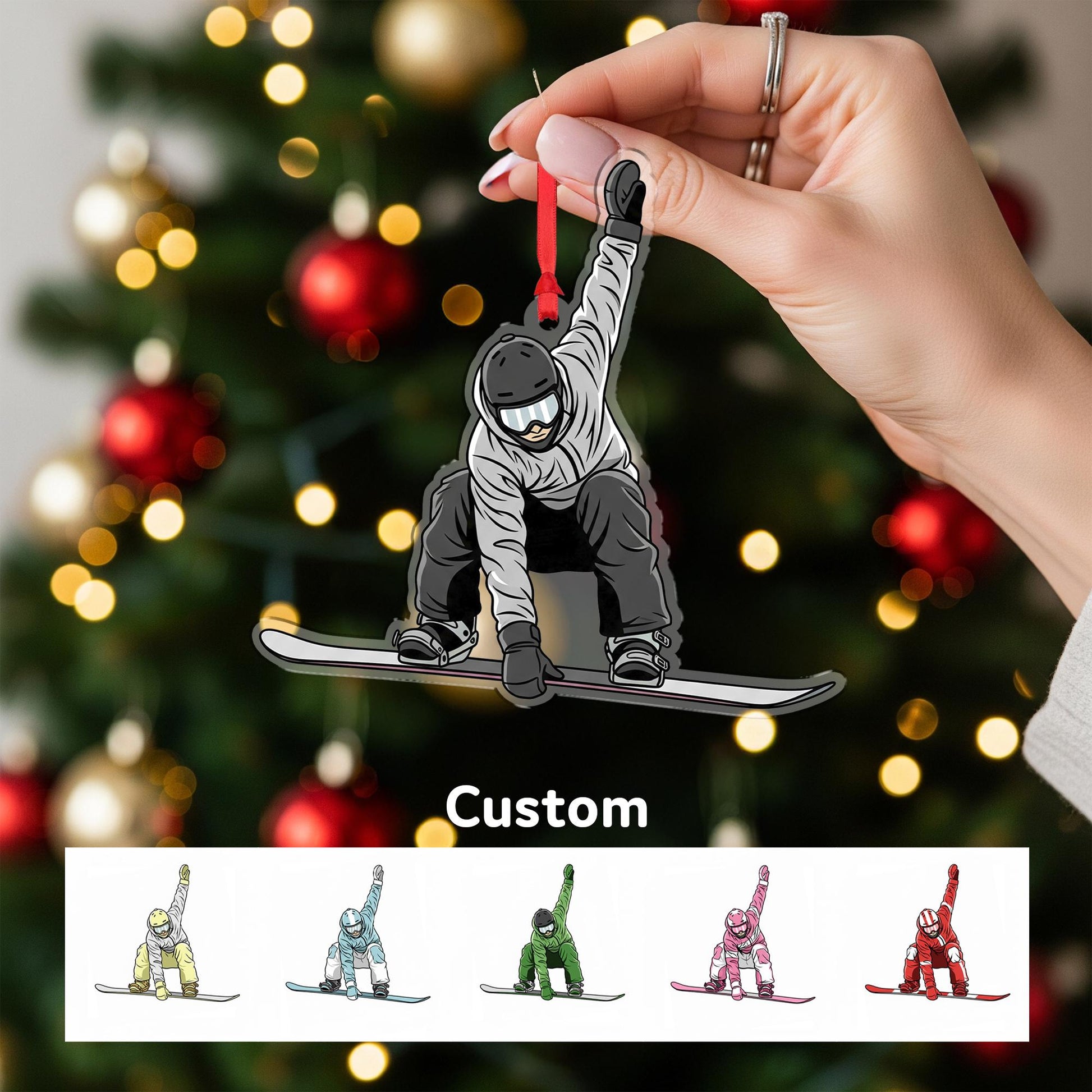 Custom Snowboarder Christmas Ornament – Personalized Winter Sports Tree Decor Gift for Snowboard Lovers