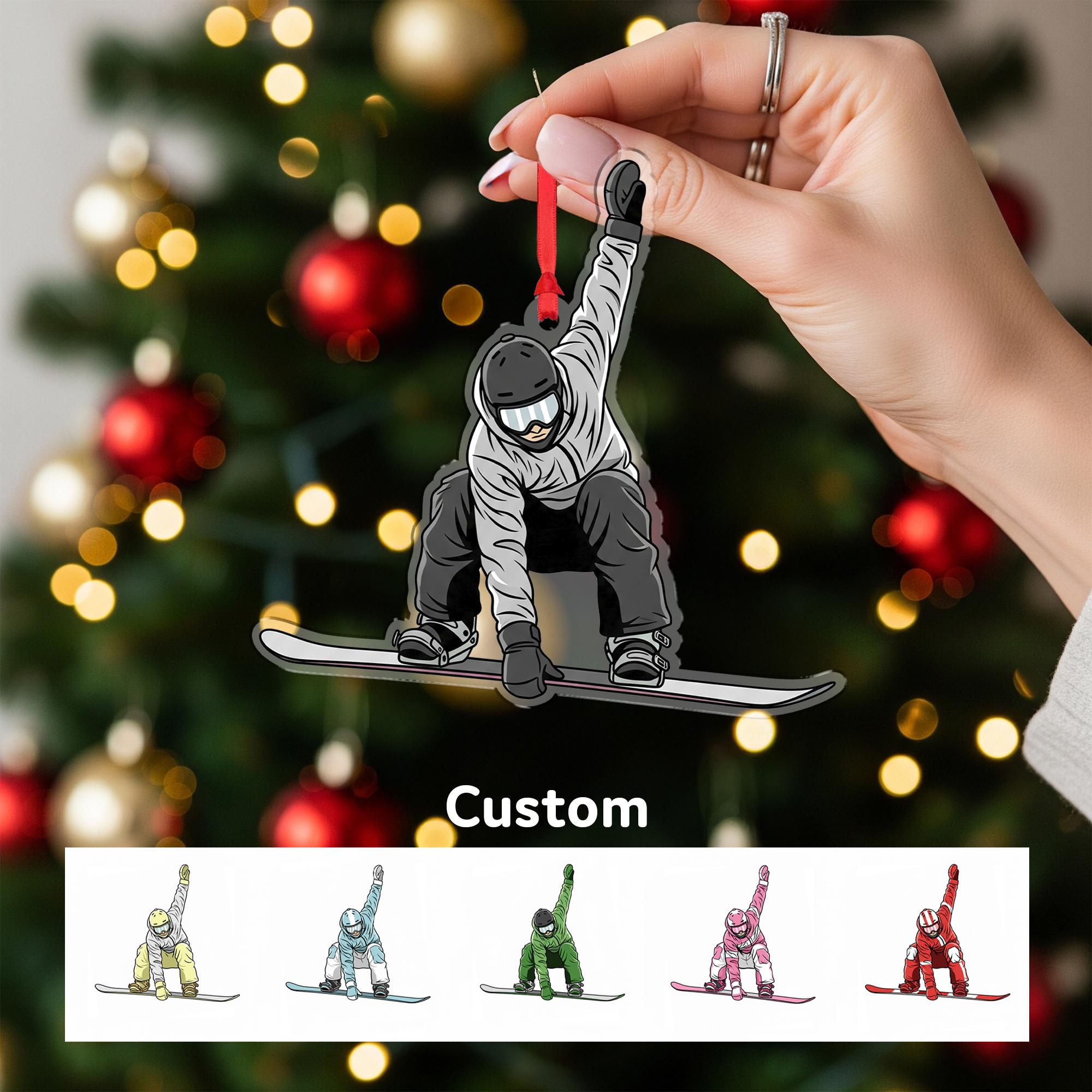 Custom Snowboarder Christmas Ornament – Personalized Winter Sports Tree Decor Gift for Snowboard Lovers