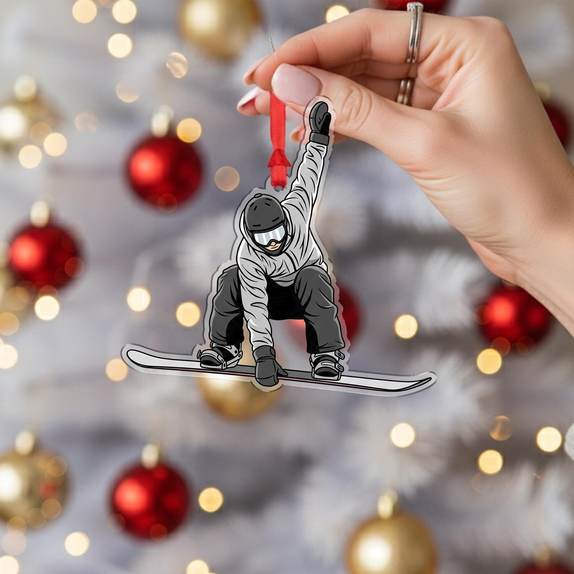 Custom Snowboarder Christmas Ornament – Personalized Winter Sports Tree Decor Gift for Snowboard Lovers
