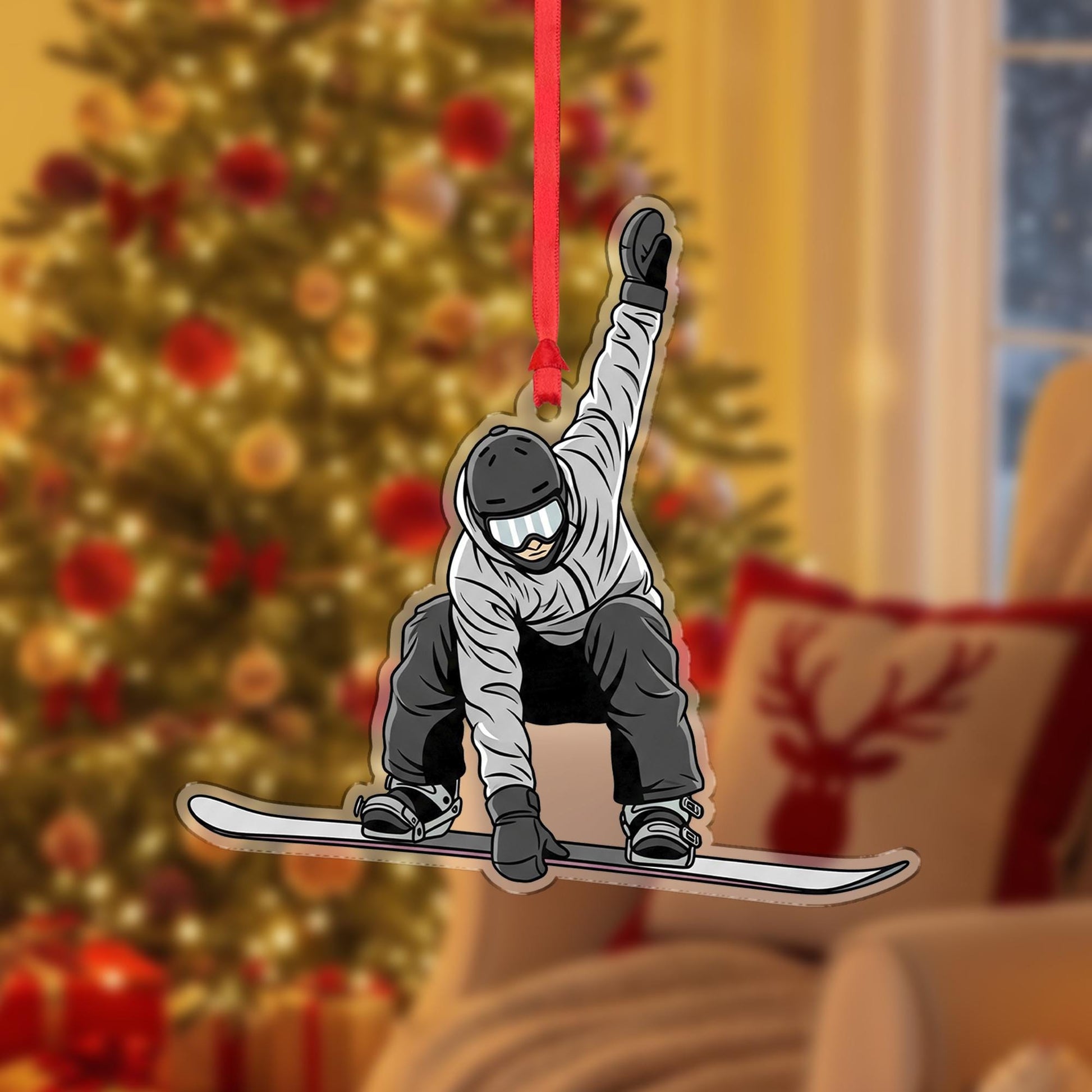Custom Snowboarder Christmas Ornament – Personalized Winter Sports Tree Decor Gift for Snowboard Lovers