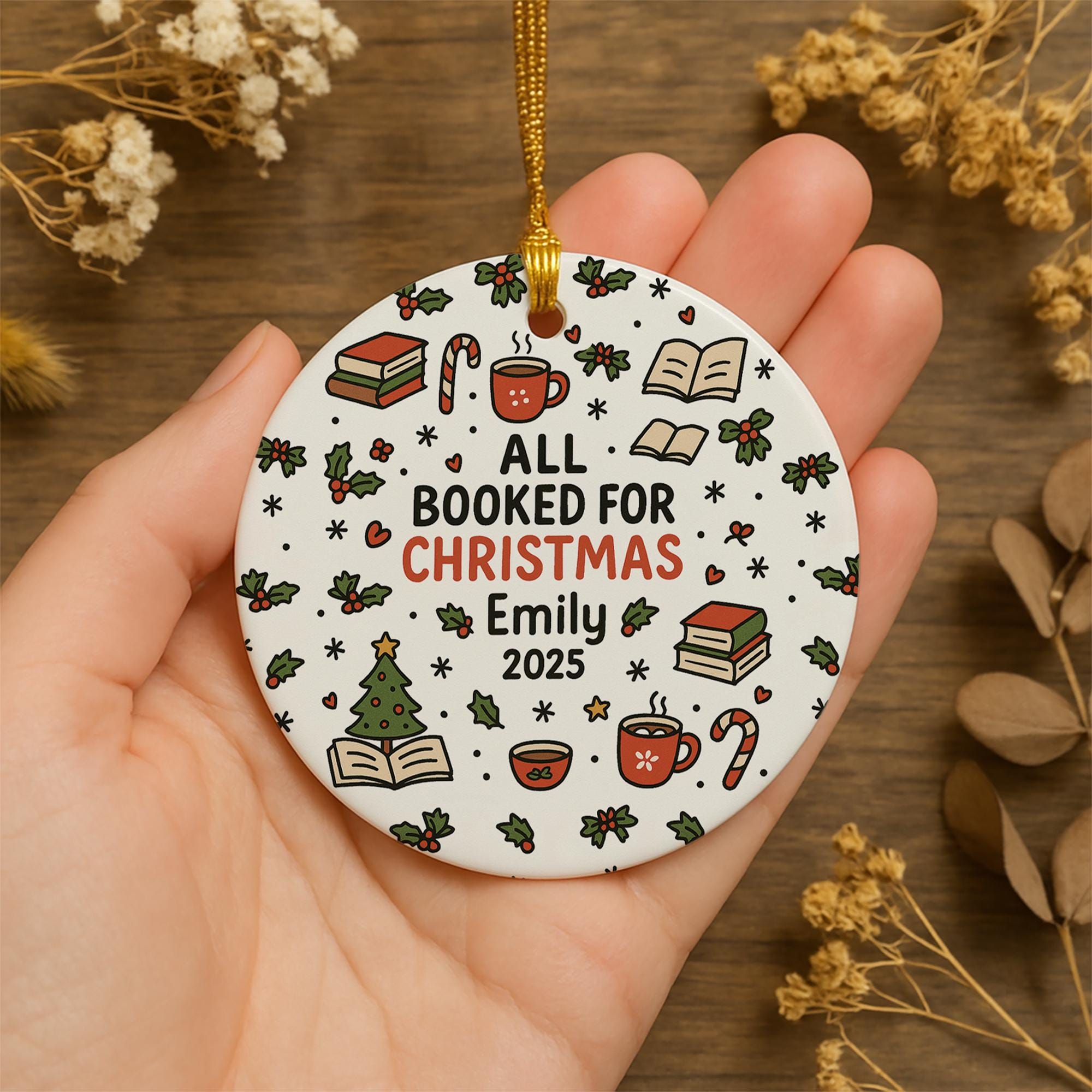 Personalized Booked for Christmas Ornament - Book Lover Gift Reader Keepsake