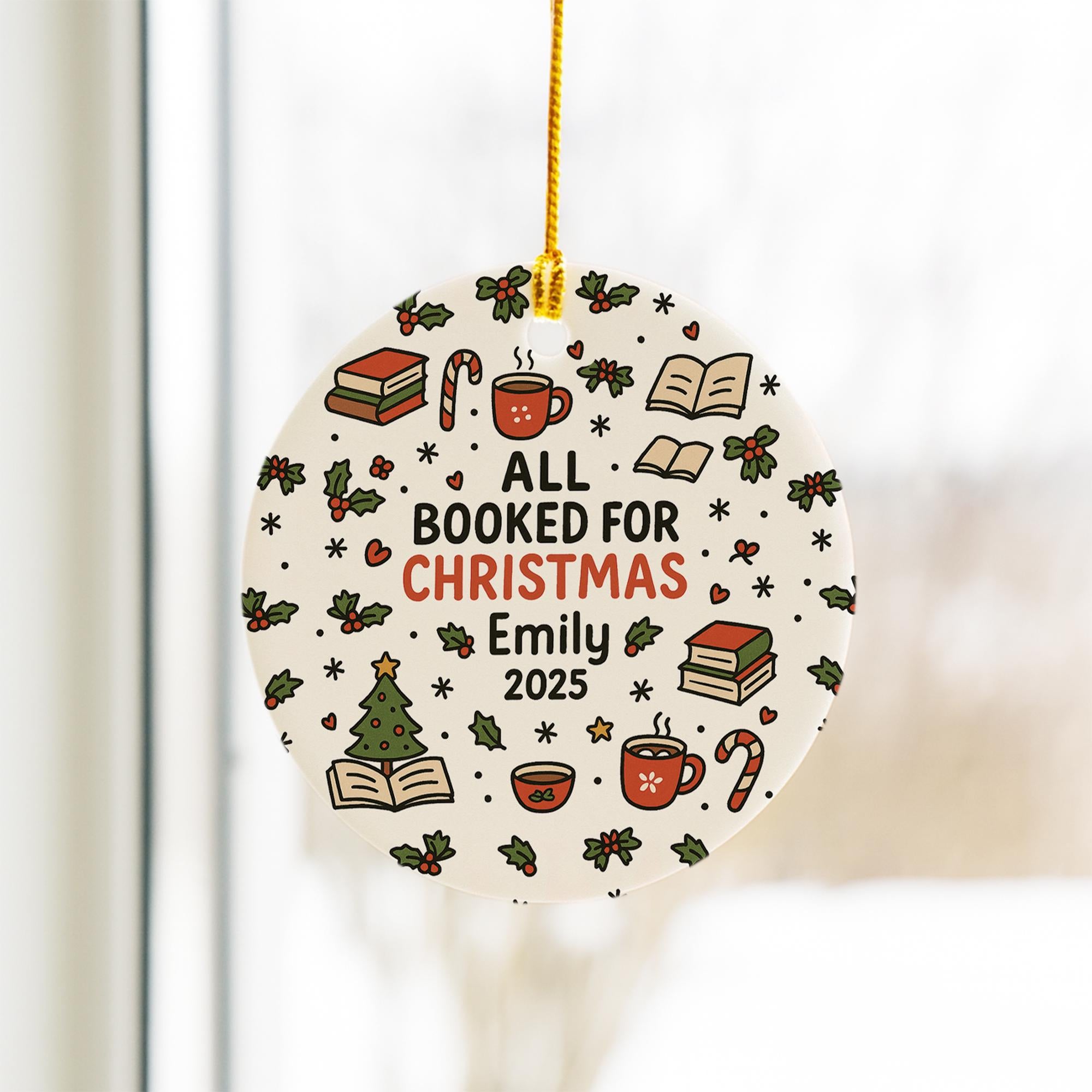 Personalized Booked for Christmas Ornament - Book Lover Gift Reader Keepsake