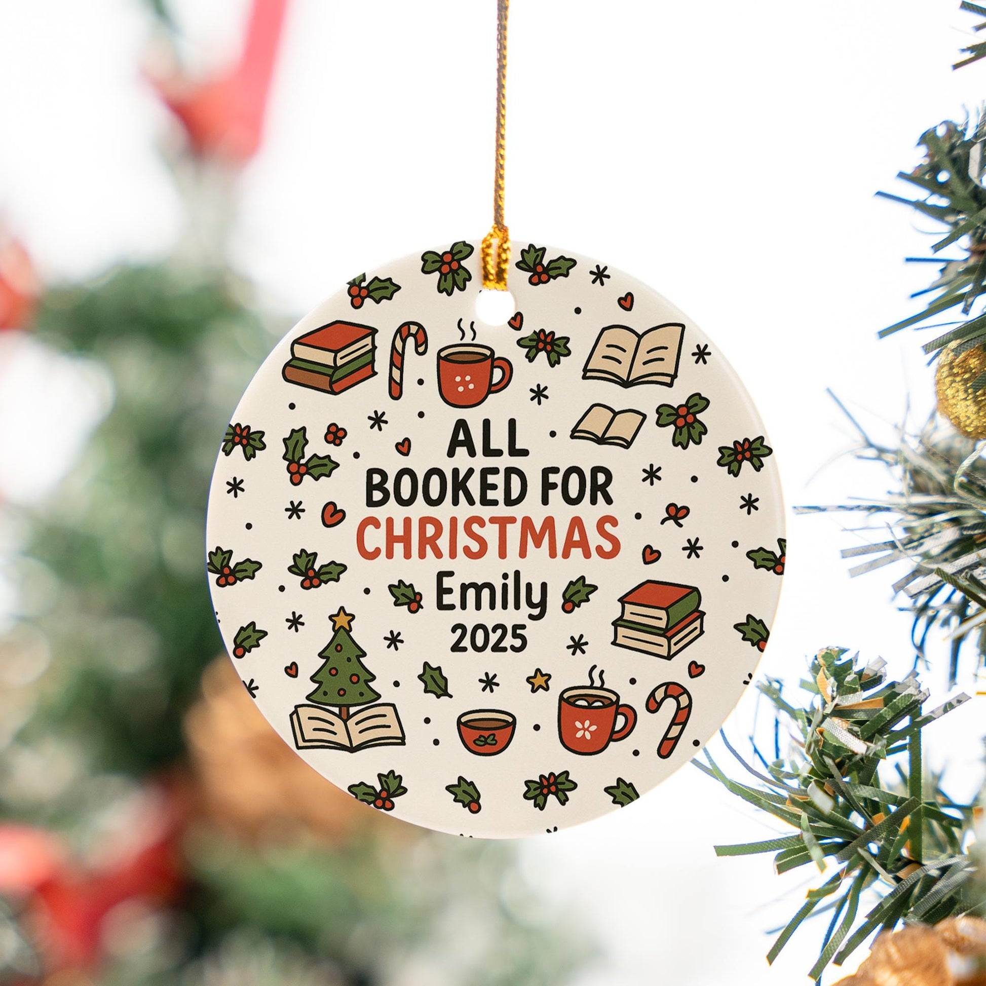 Personalized Booked for Christmas Ornament - Book Lover Gift Reader Keepsake