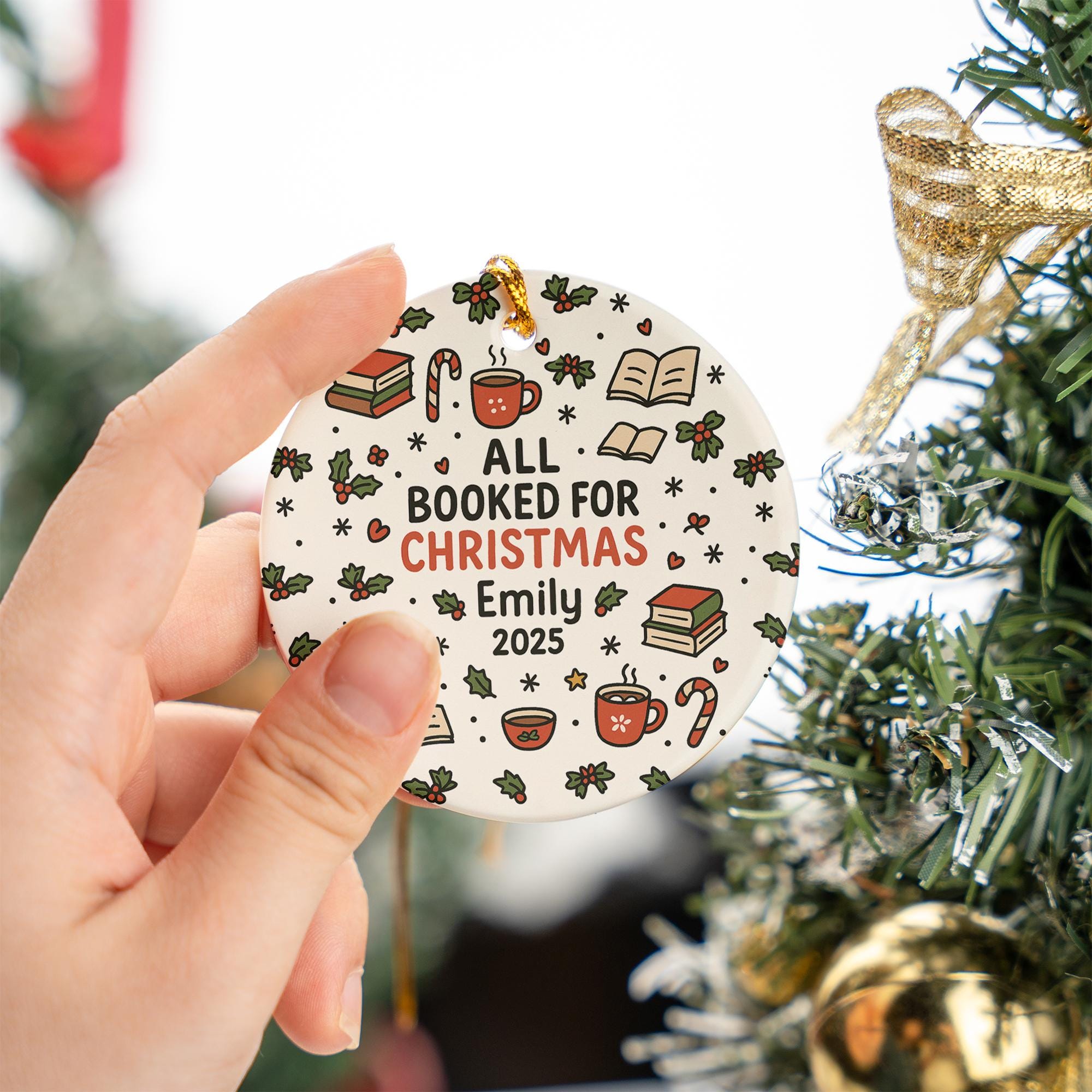 Personalized Booked for Christmas Ornament - Book Lover Gift Reader Keepsake