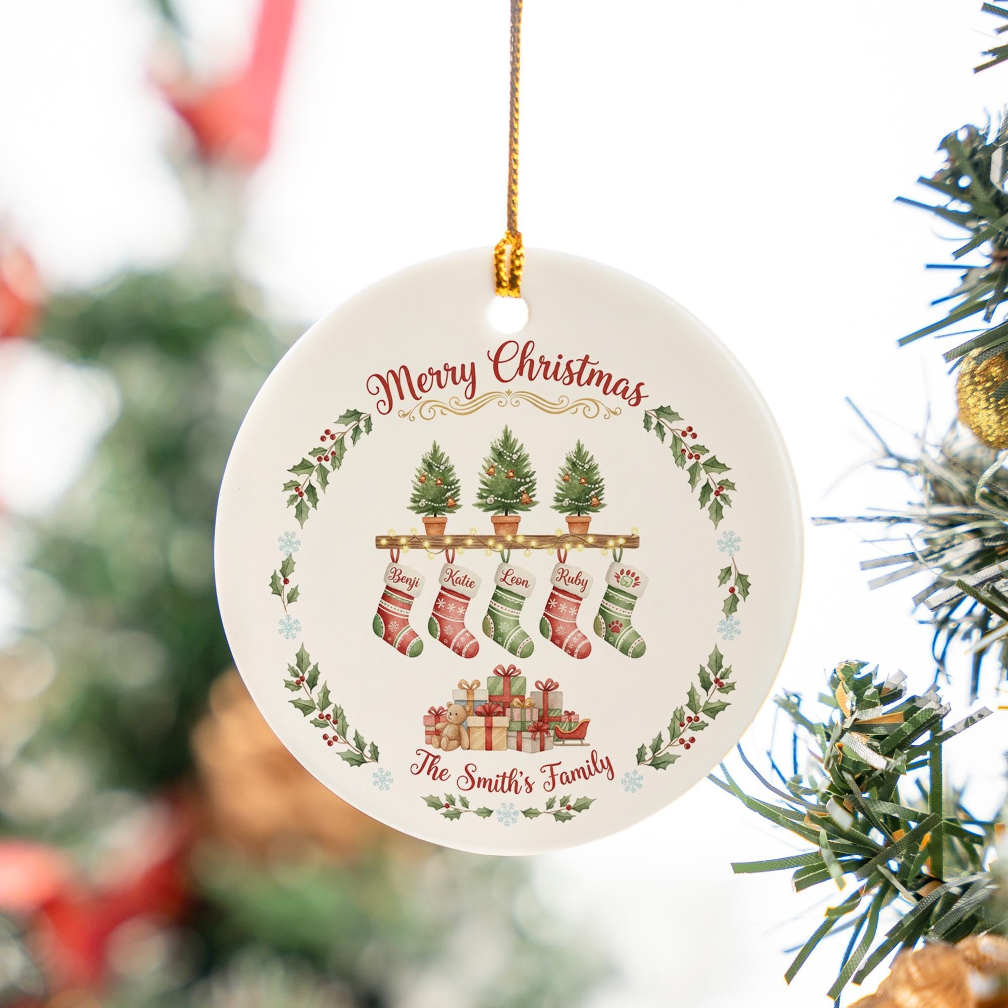 Personalized Family Stocking Ornament - Custom Name Christmas Keepsake Gift