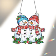 Personalized Snowman Couple Acrylic Window Hanging: Hologram Christmas Decoration