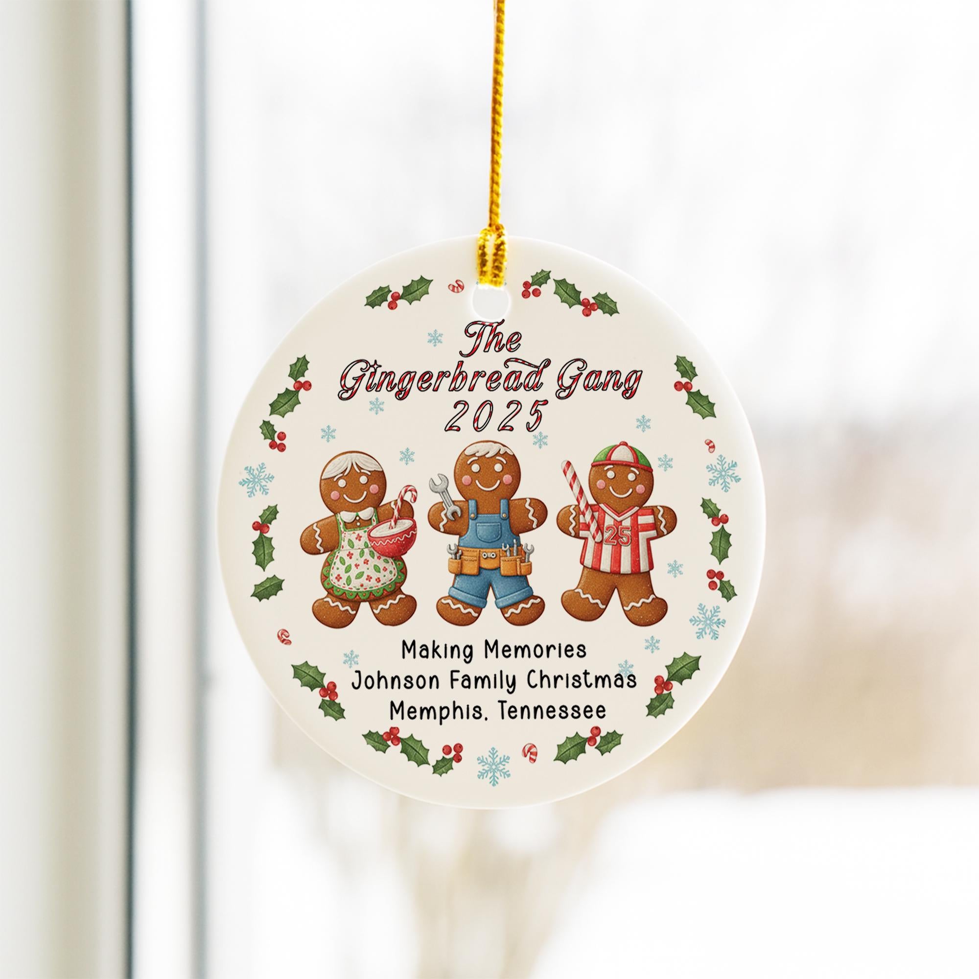 Personalized Gingerbread Family Ornament - Custom Family Christmas Keepsake