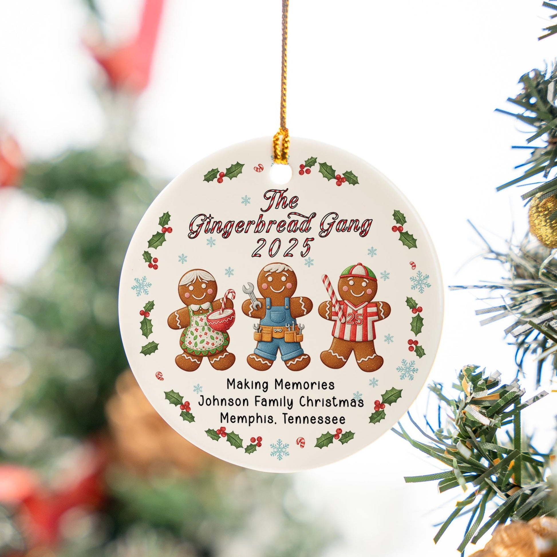 Personalized Gingerbread Family Ornament - Custom Family Christmas Keepsake