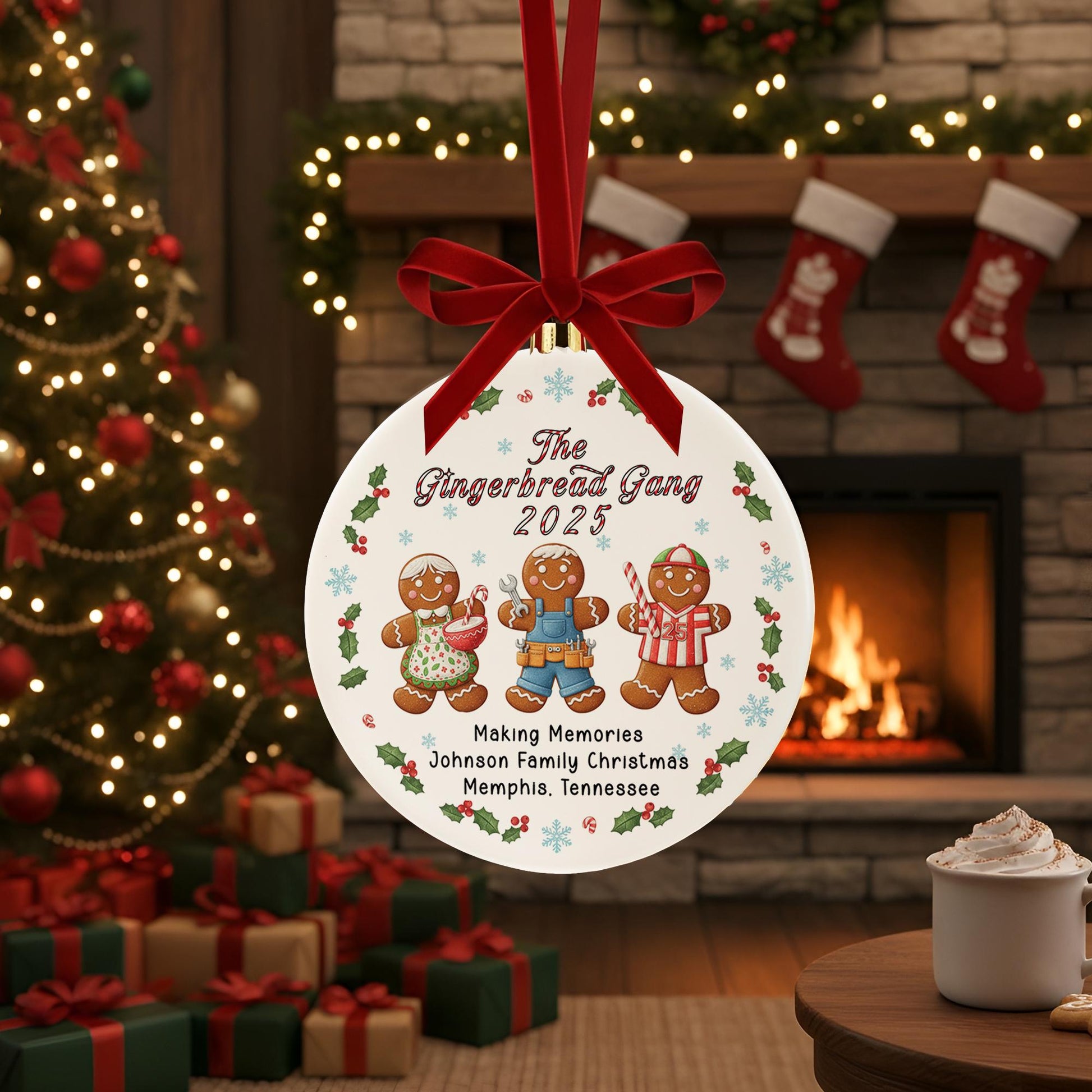 Personalized Gingerbread Family Ornament - Custom Family Christmas Keepsake