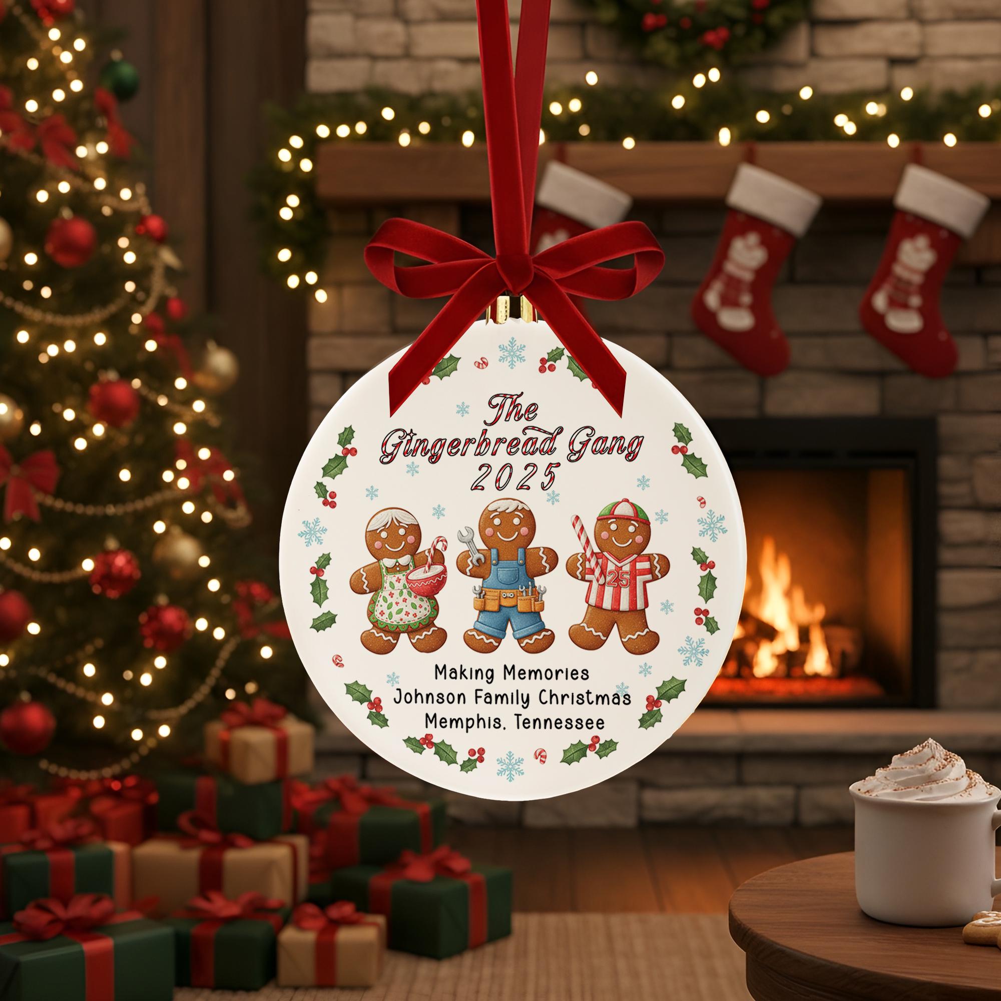 Personalized Gingerbread Family Ornament - Custom Family Christmas Keepsake