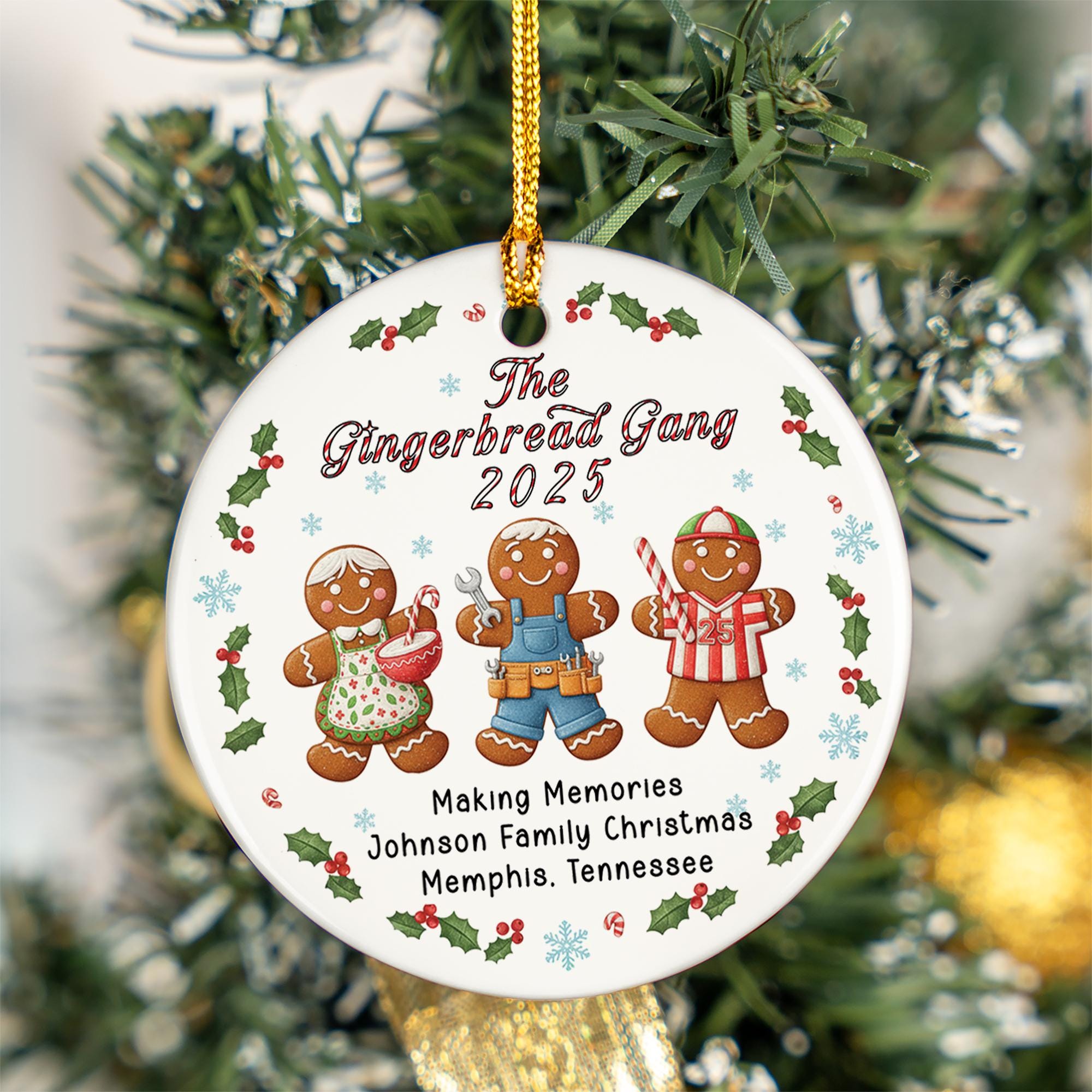 Personalized Gingerbread Family Ornament - Custom Family Christmas Keepsake