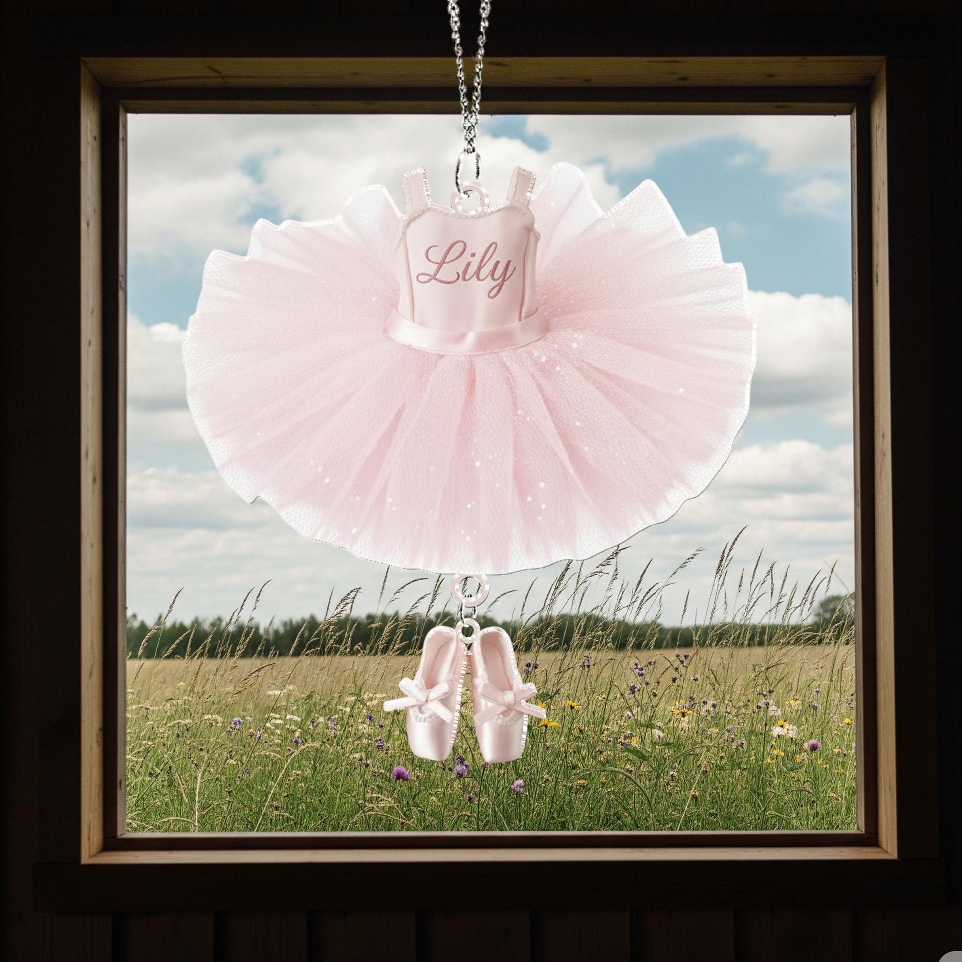 Personalized Ballerina Tutu Ornament with Name, Ballet Shoes charm - Dance Recital Gifts