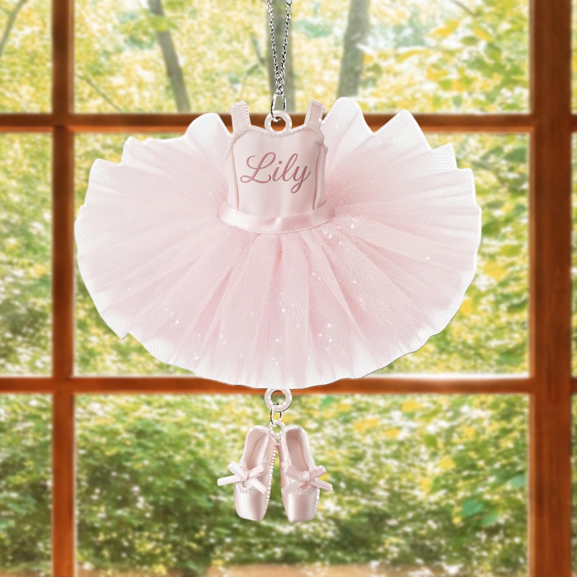 Personalized Ballerina Tutu Ornament with Name, Ballet Shoes charm - Dance Recital Gifts