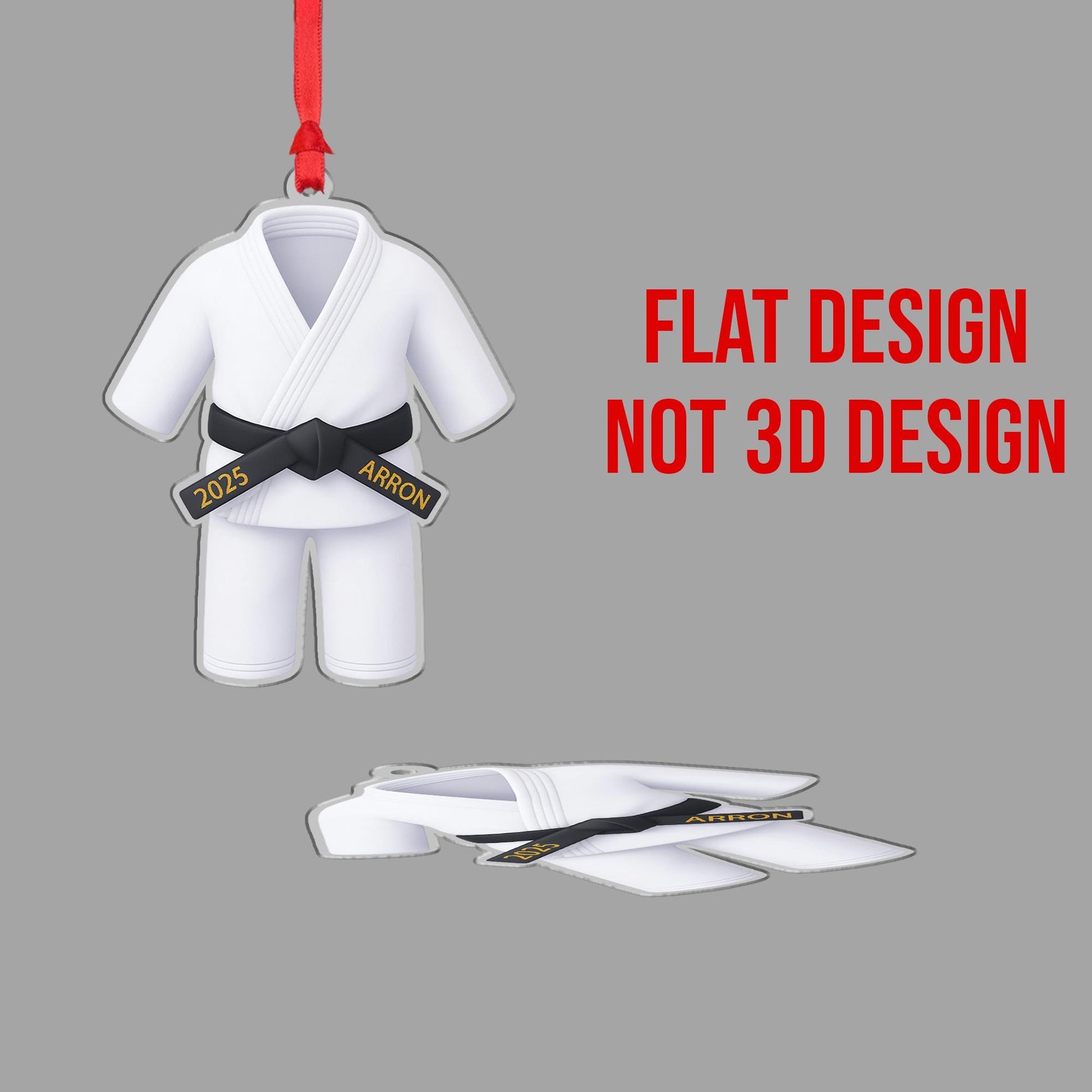 Personalized Martial Arts Uniform Ornament 2025; Black Belt Gi Custom Name Decor