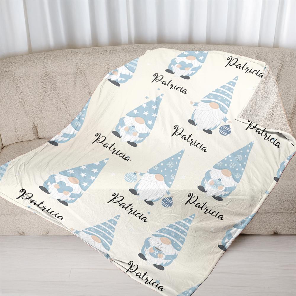 Personalized Gnome Fleece Blanket: Custom Winter Throw