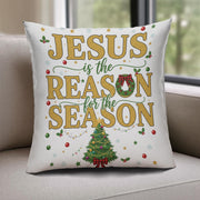 Jesus Is the Reason Pillow – Christian Christmas Pillow – Religious Holiday Home Decor