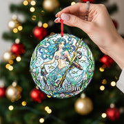 Personalized Mermaid Holographic Ornament – Custom Name Christmas Tree Decoration