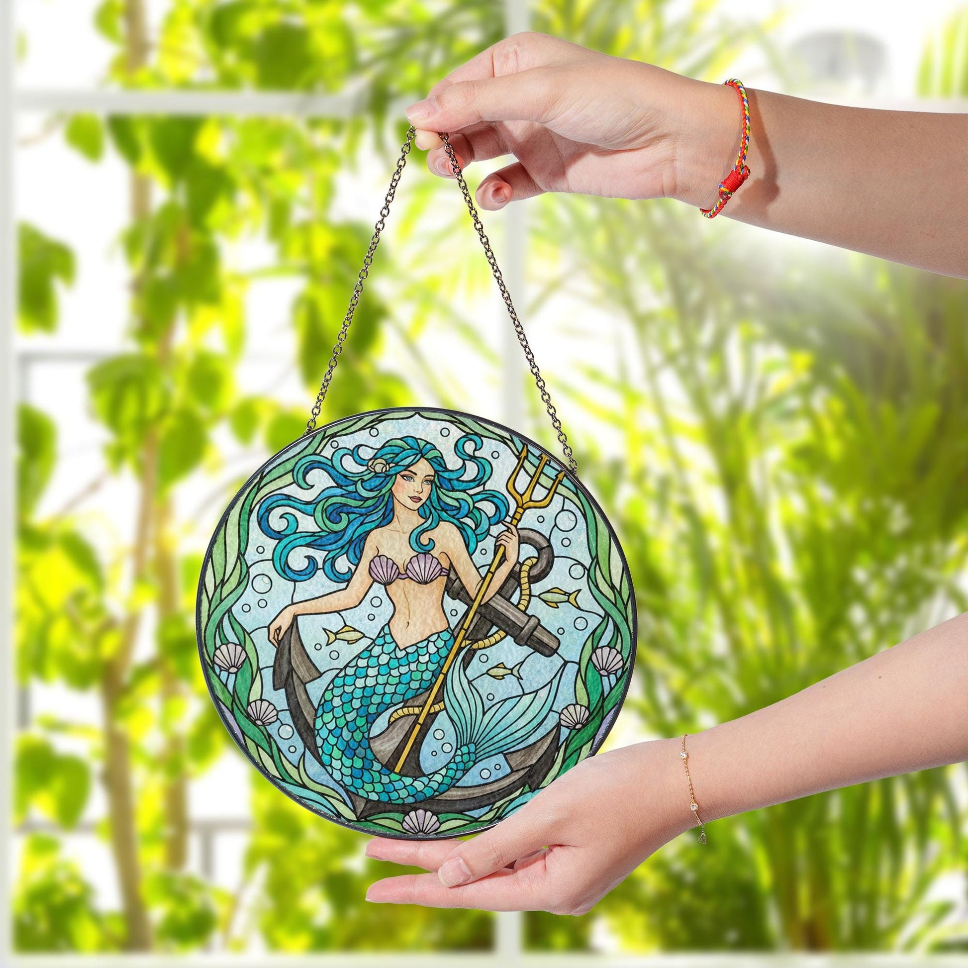 Fantasy Mermaid Suncatcher – Nautical Ocean Window Decoration