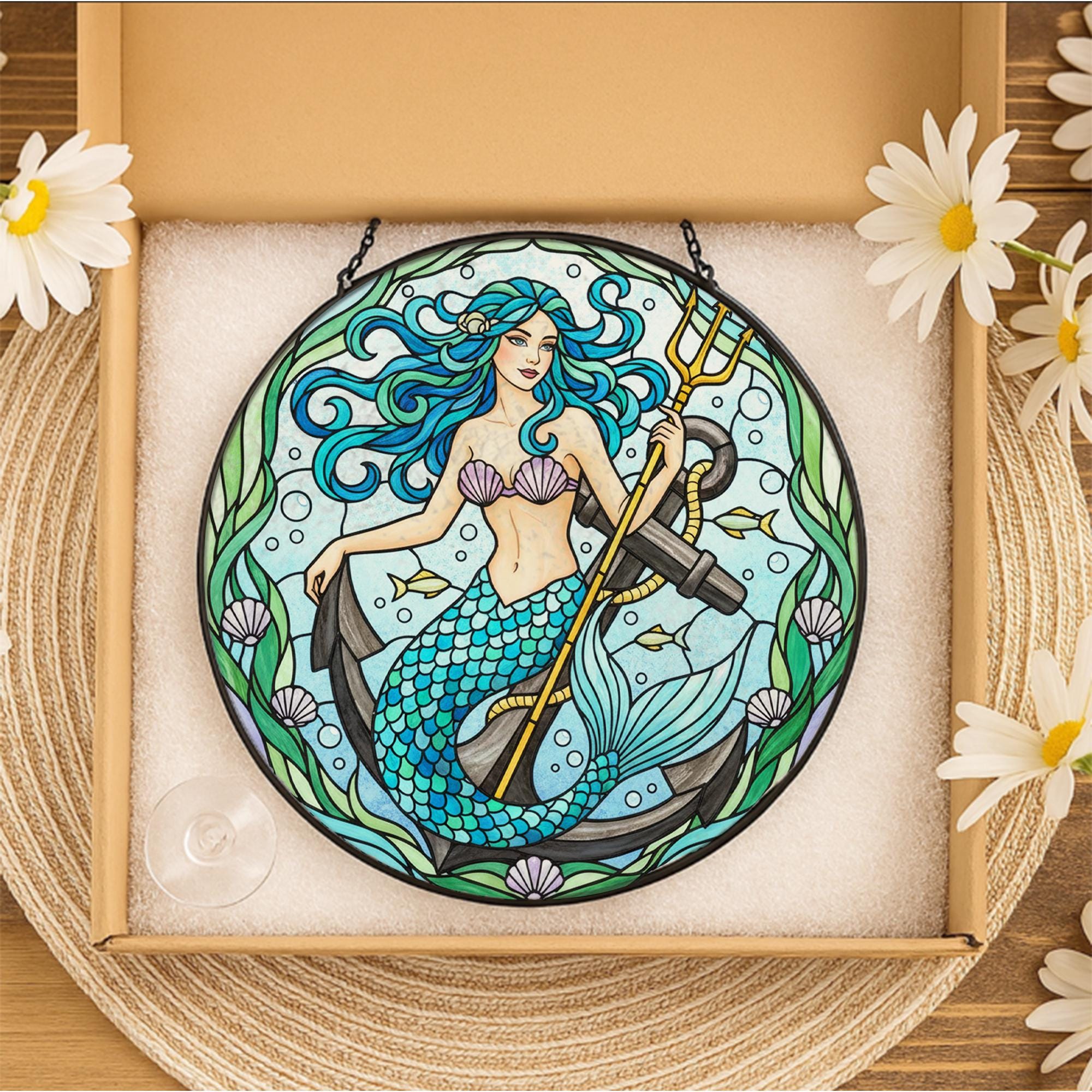 Fantasy Mermaid Suncatcher – Nautical Ocean Window Decoration