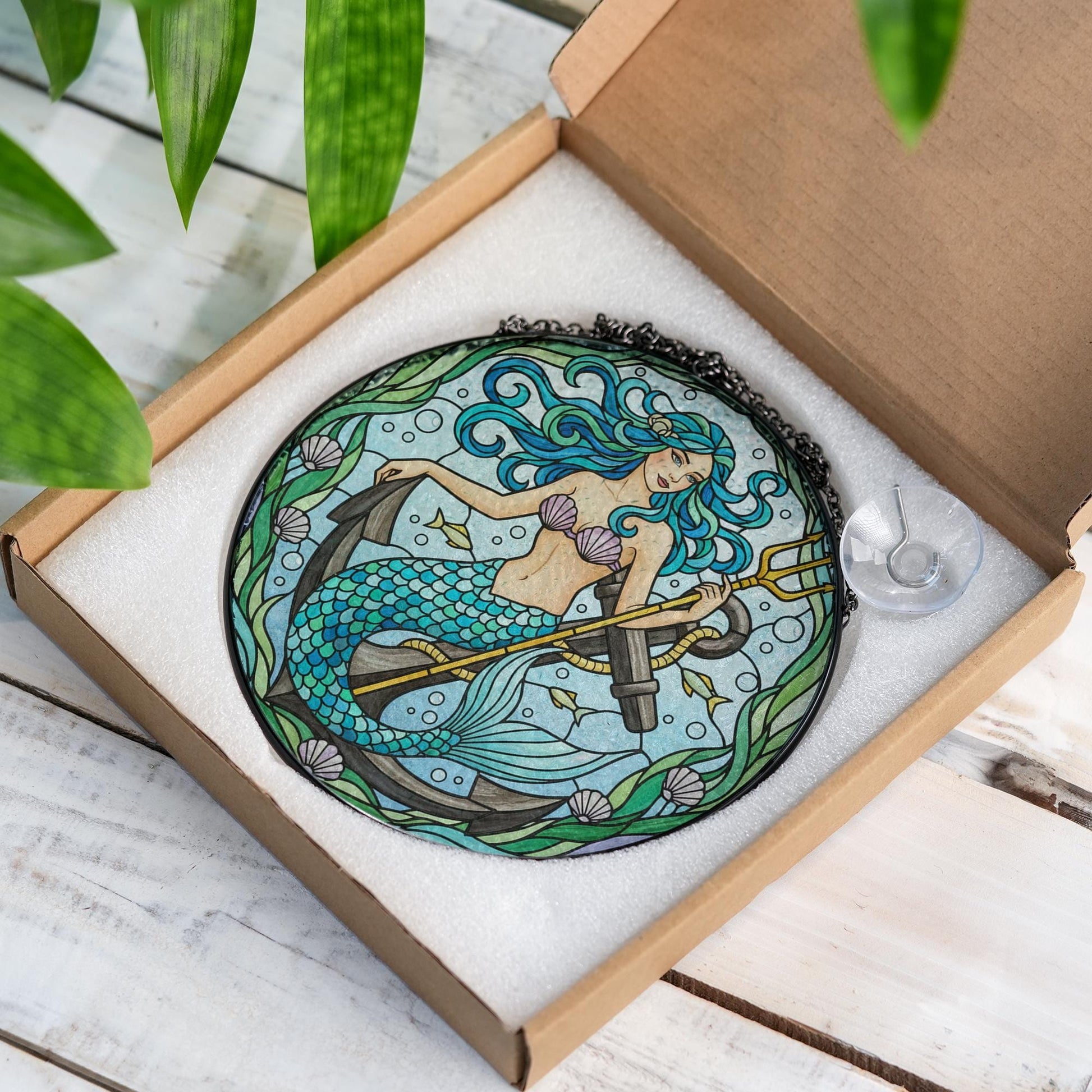 Fantasy Mermaid Suncatcher – Nautical Ocean Window Decoration