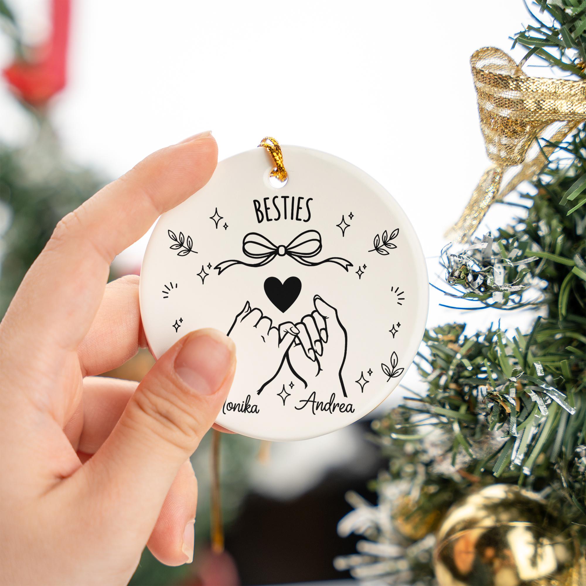 Personalized Pinky Promise Ceramic Ornament; Custom Name Best Friends Keepsake