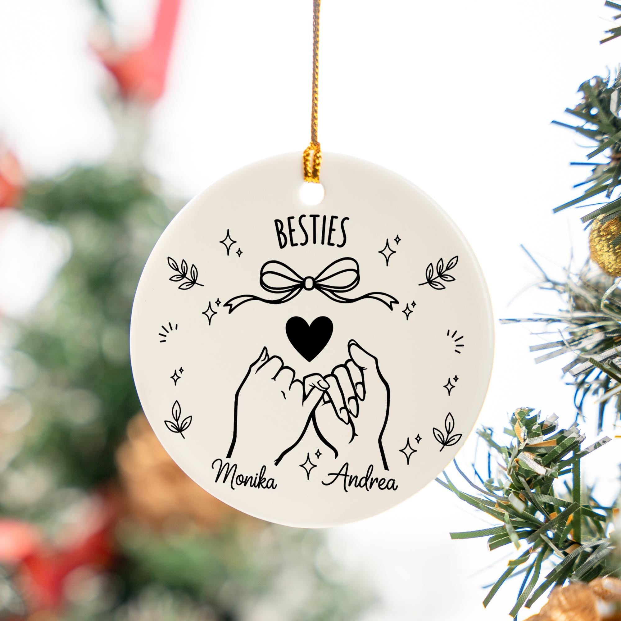 Personalized Pinky Promise Ceramic Ornament; Custom Name Best Friends Keepsake