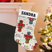 Personalized Christmas Stocking – Custom Name Holiday Fireplace Decor – Plaid Gift Stocking