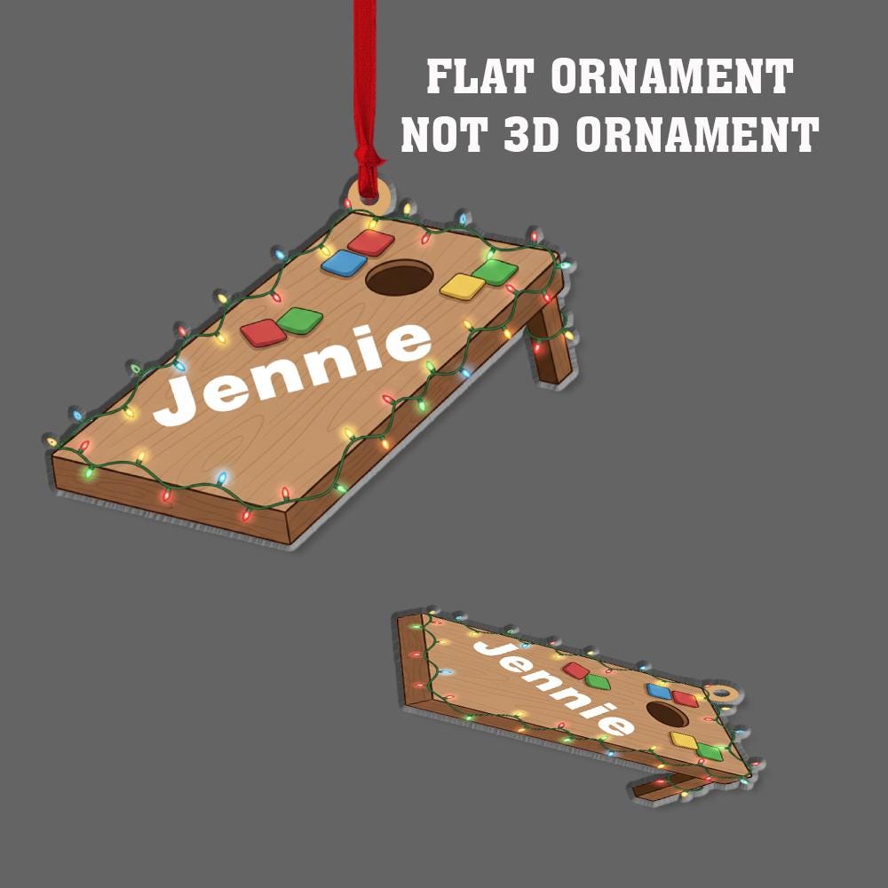 Personalized Cornhole Ornament – Custom Name Christmas Tree Decor – Lawn Game Holiday Ornament