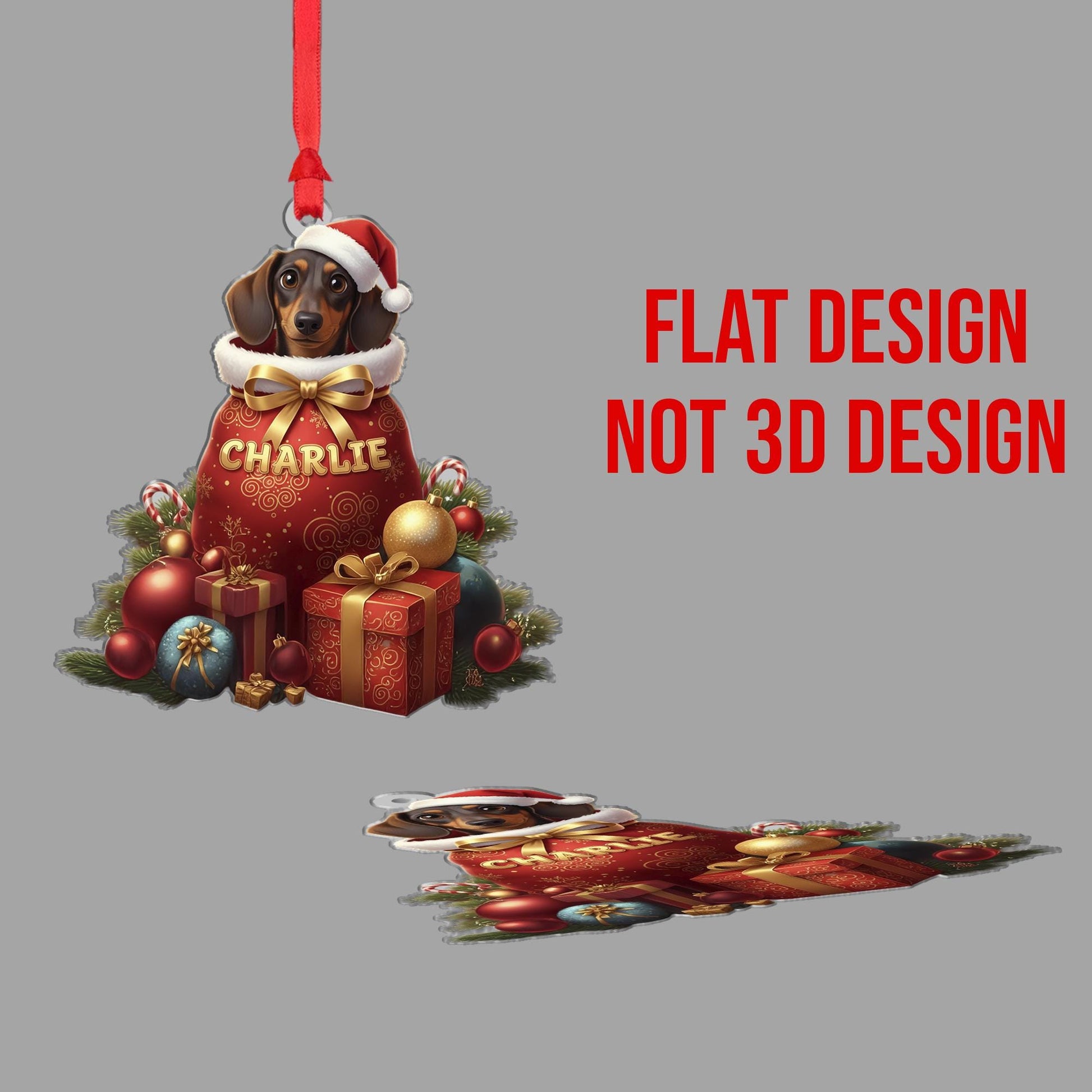 Personalized Dog Christmas Ornament – Custom Name Dachshund Holiday Decoration