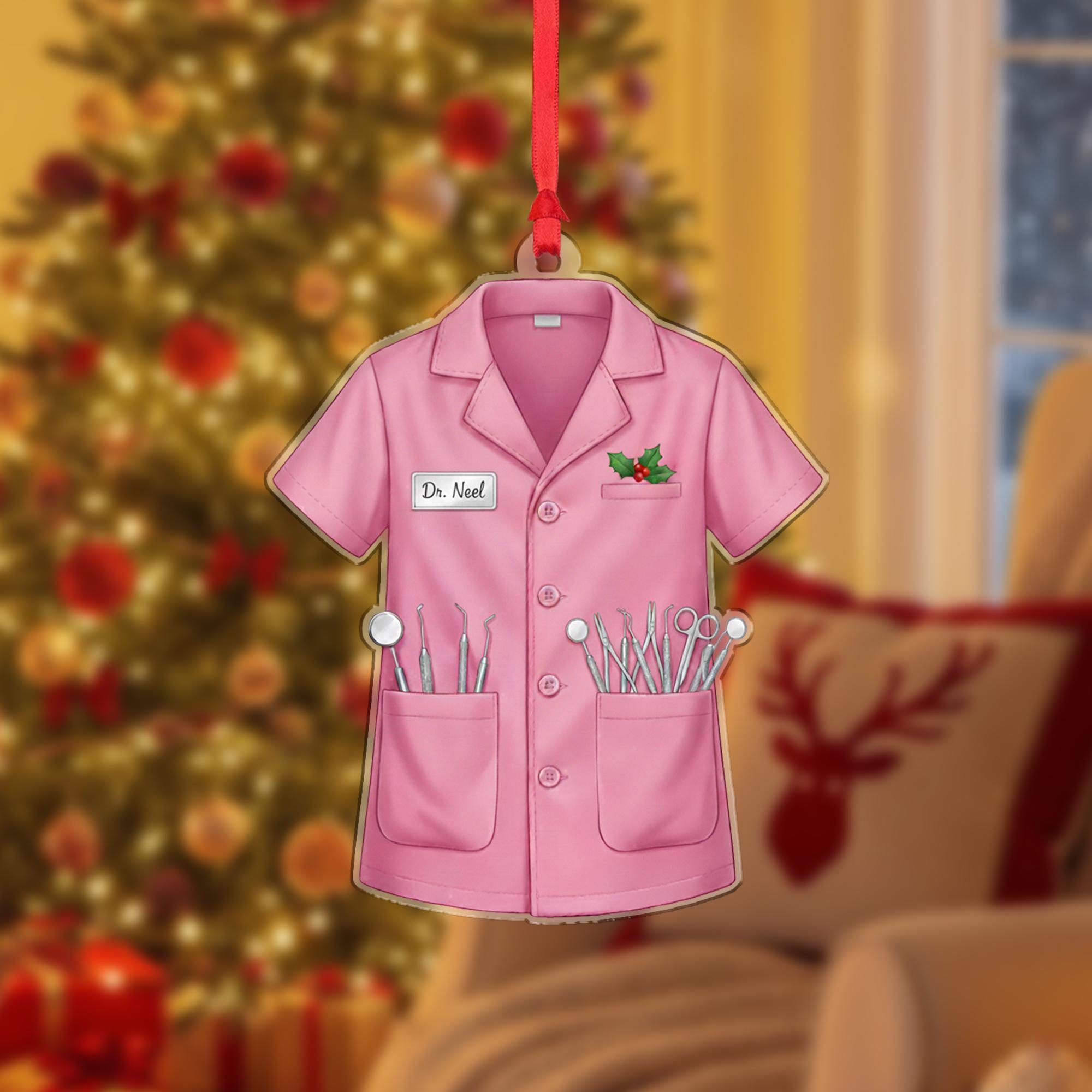 Personalized Dentist Uniform Ornament; Custom Name Dr Coat Medical Decor