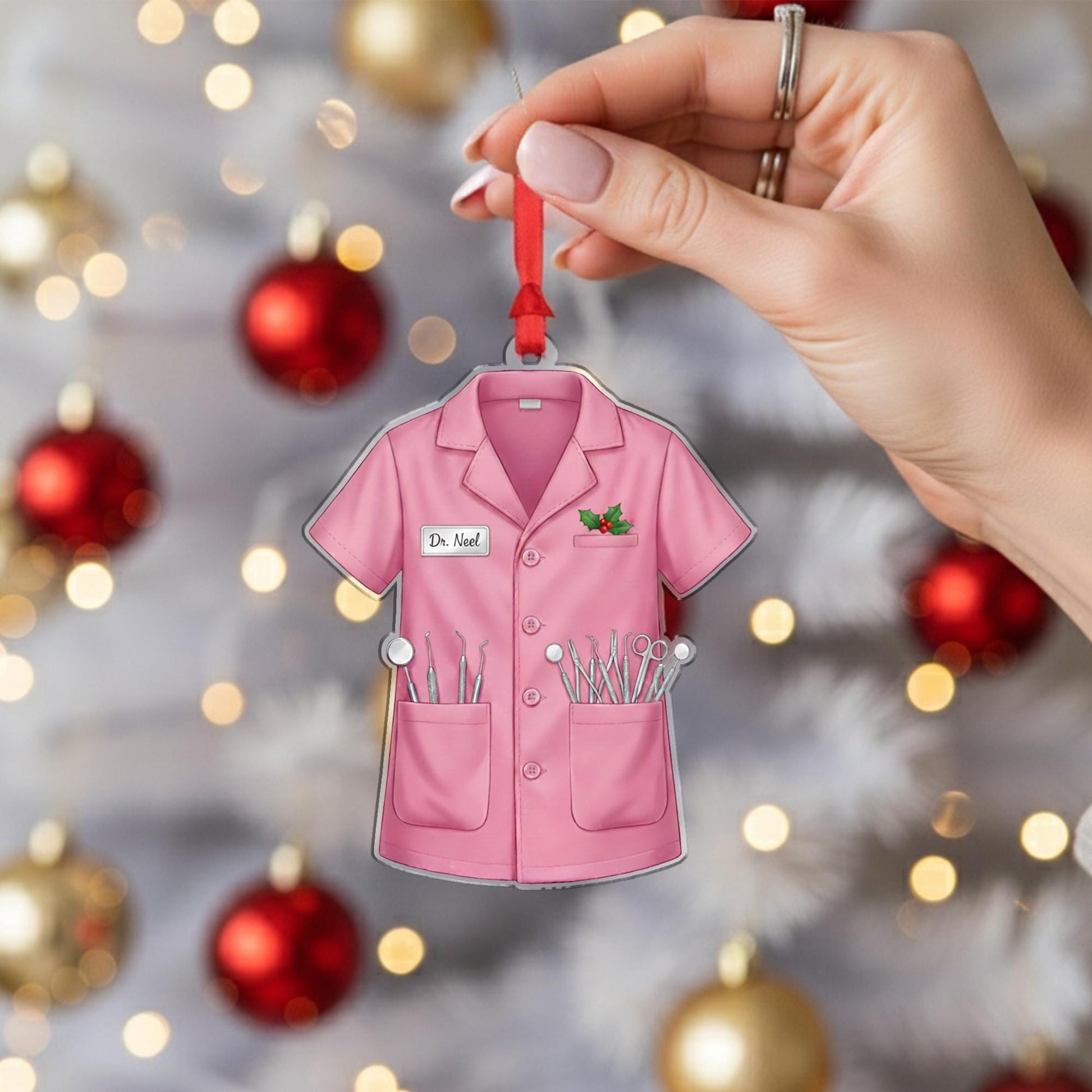 Personalized Dentist Uniform Ornament; Custom Name Dr Coat Medical Decor