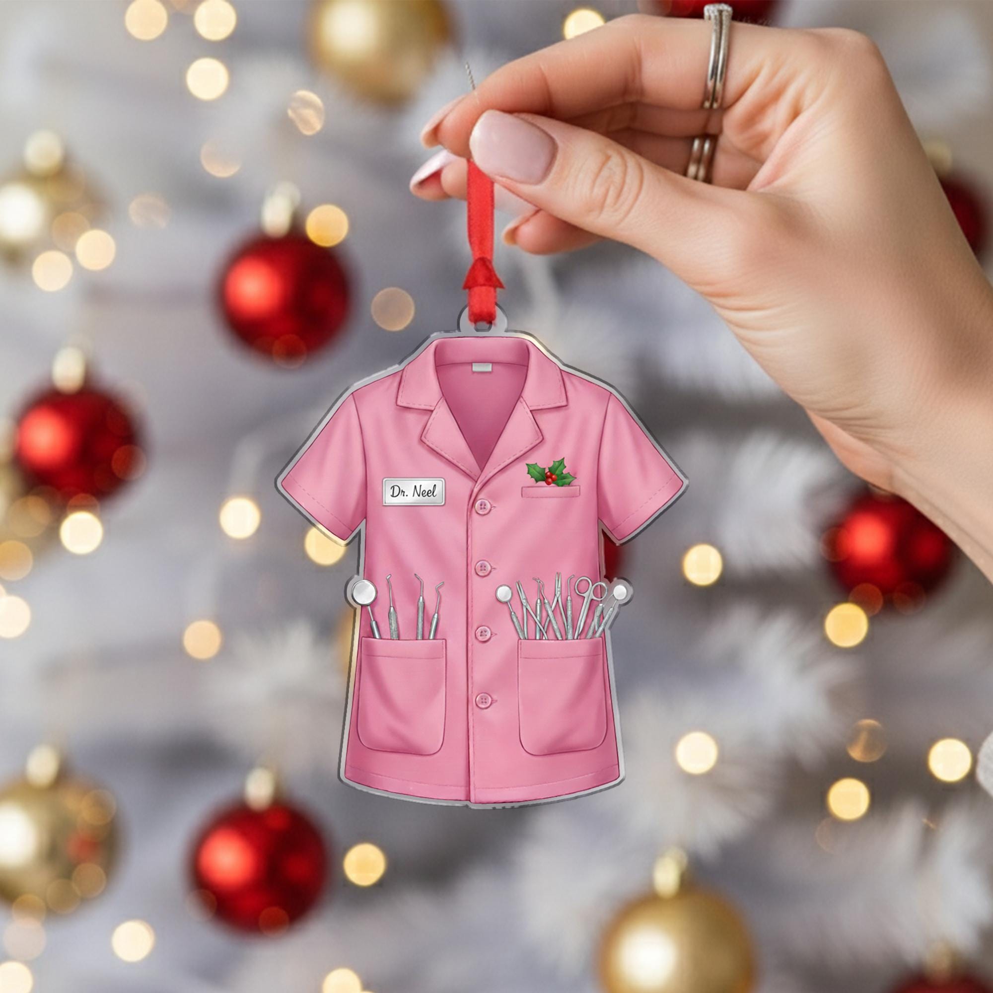 Personalized Dentist Uniform Ornament; Custom Name Dr Coat Medical Decor