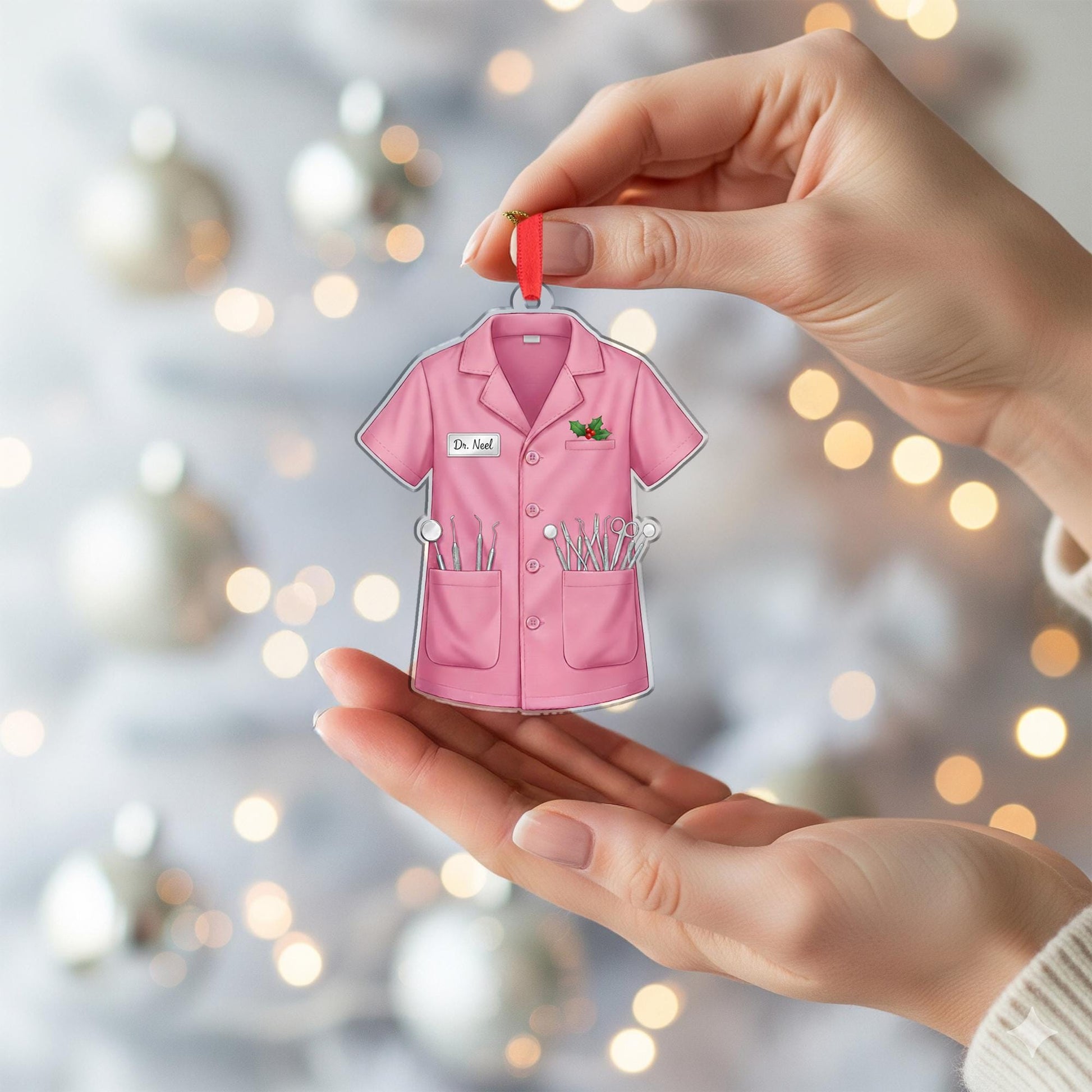 Personalized Dentist Uniform Ornament; Custom Name Dr Coat Medical Decor