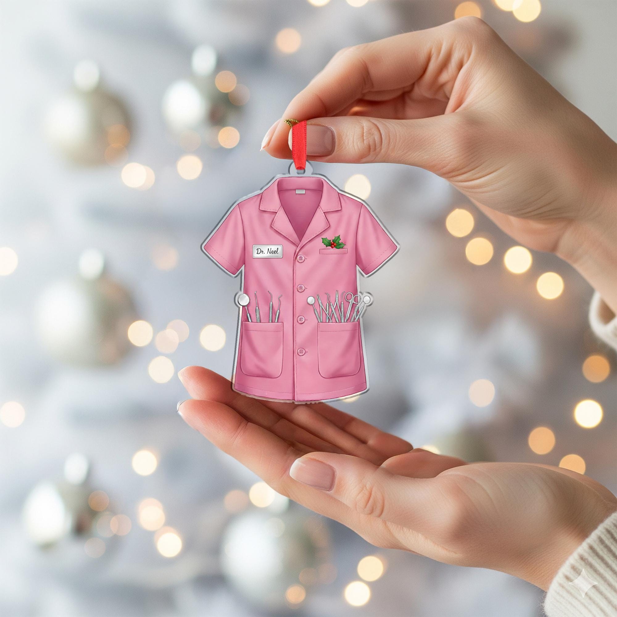 Personalized Dentist Uniform Ornament; Custom Name Dr Coat Medical Decor