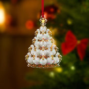 Acrylic Duck Tree Hologram Ornament — White Ducks Cluster with Gold Baubles
