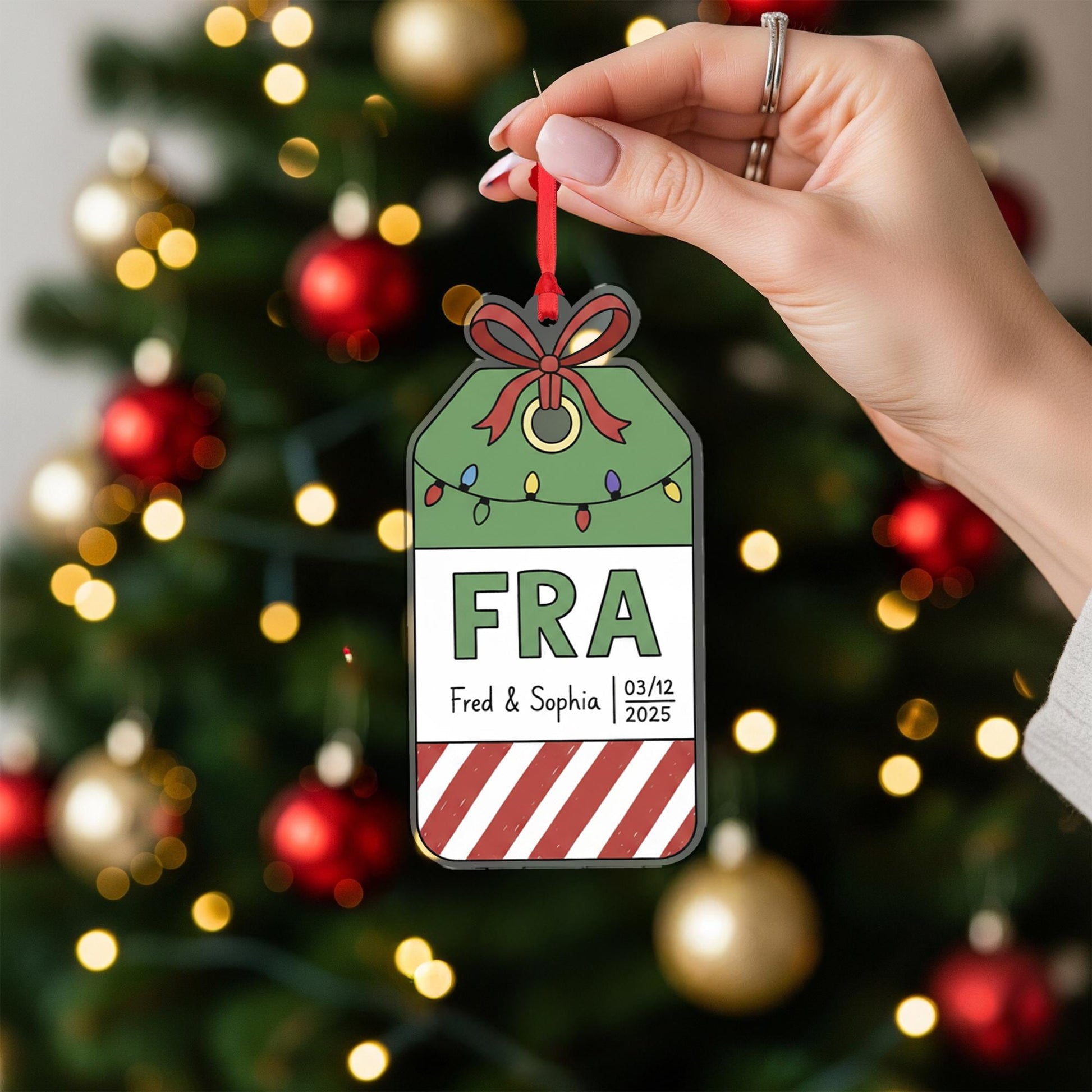 Personalized Airport Luggage Tag Acrylic Ornament; Custom FRA IATA Code Travel Decor
