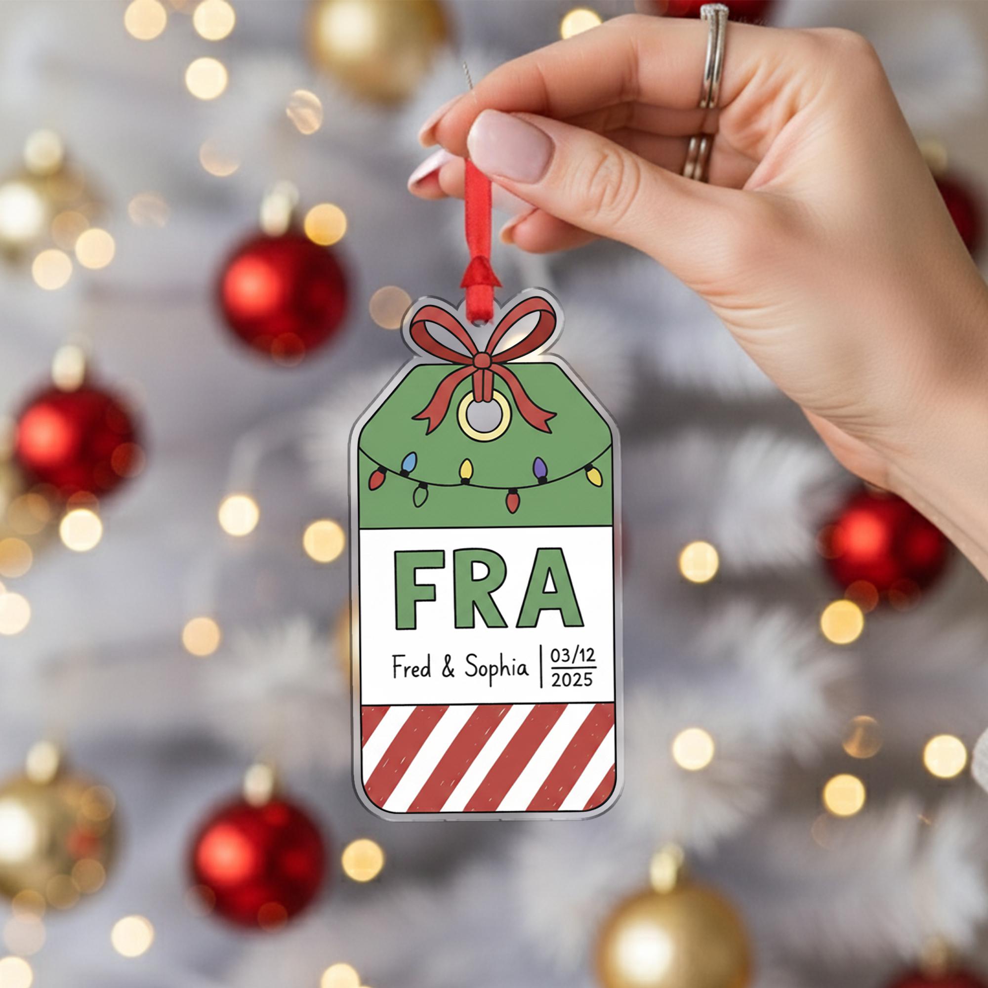 Personalized Airport Luggage Tag Acrylic Ornament; Custom FRA IATA Code Travel Decor