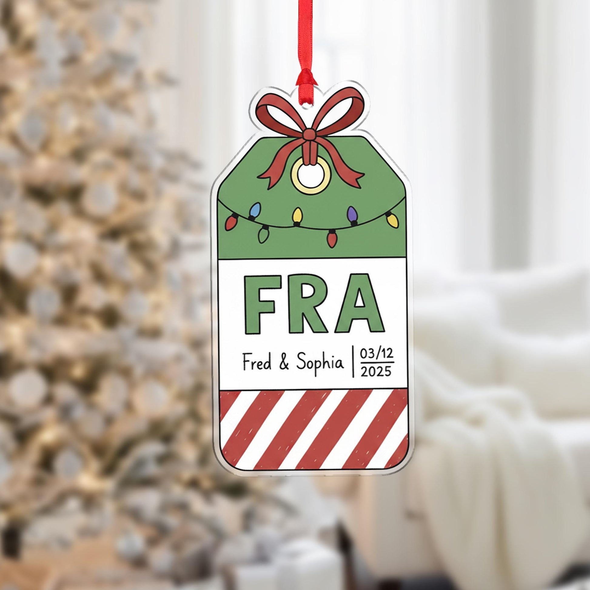 Personalized Airport Luggage Tag Acrylic Ornament; Custom FRA IATA Code Travel Decor