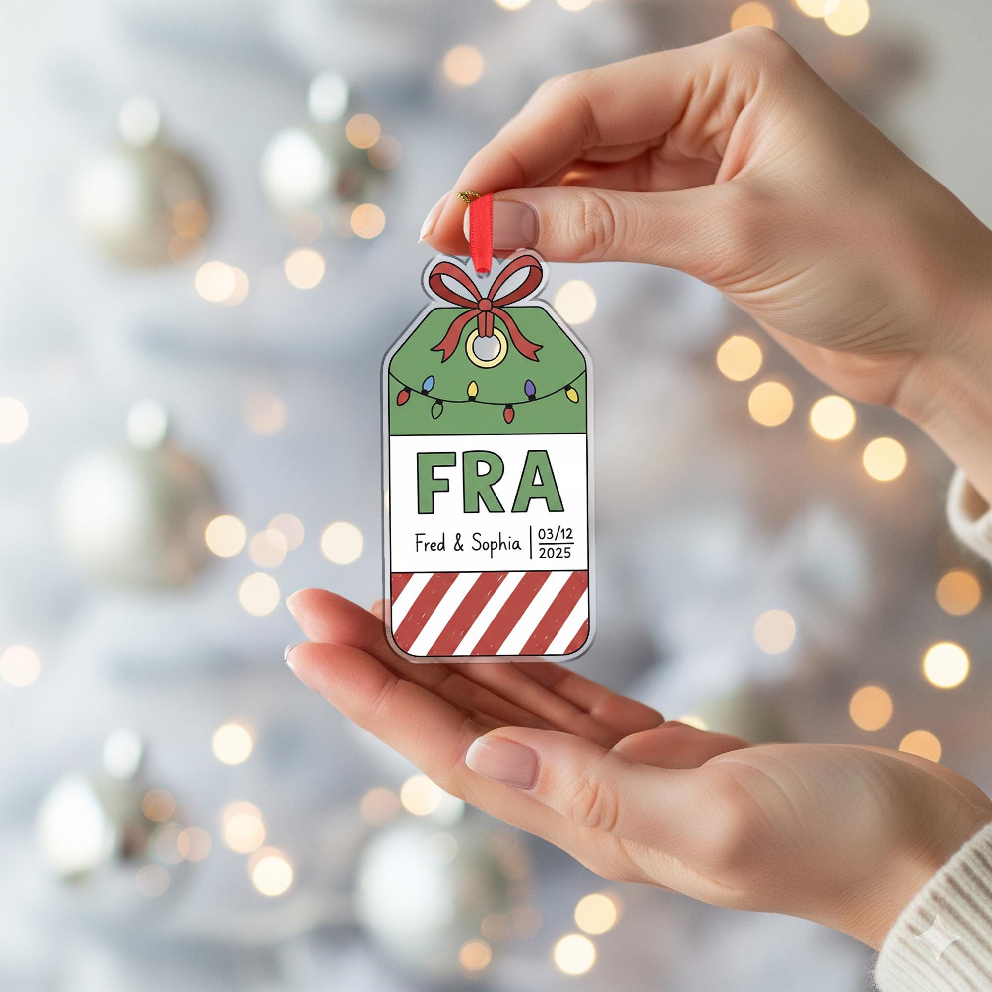 Personalized Airport Luggage Tag Acrylic Ornament; Custom FRA IATA Code Travel Decor