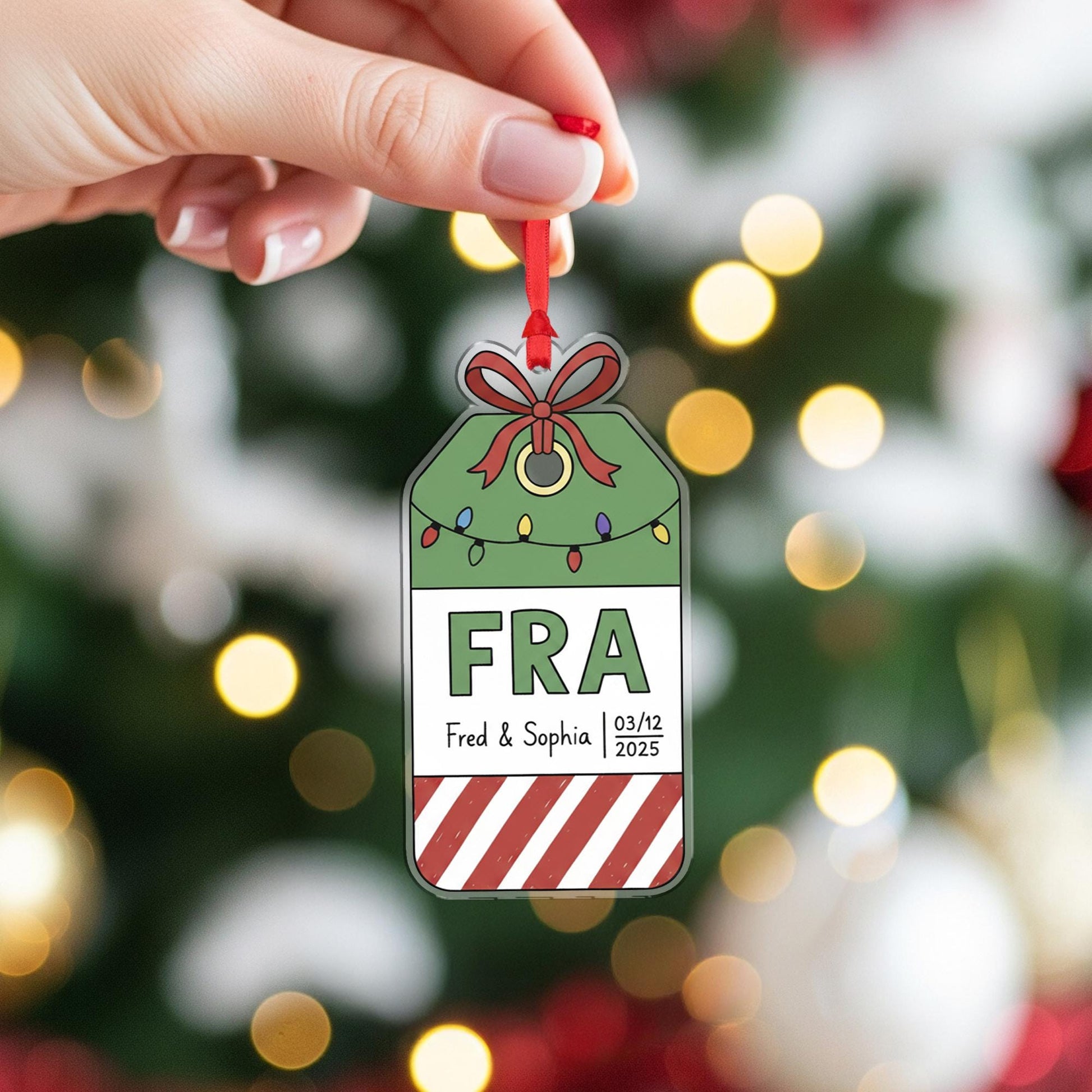 Personalized Airport Luggage Tag Acrylic Ornament; Custom FRA IATA Code Travel Decor