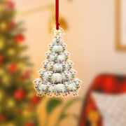 Acrylic Sheep Tree Hologram Ornament — White Sheep Cluster with Gold Baubles