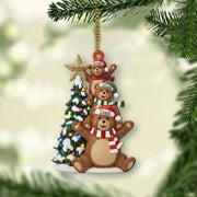 Personalized Bear Family Ornament – Custom Names Christmas Tree 2025 Decoration