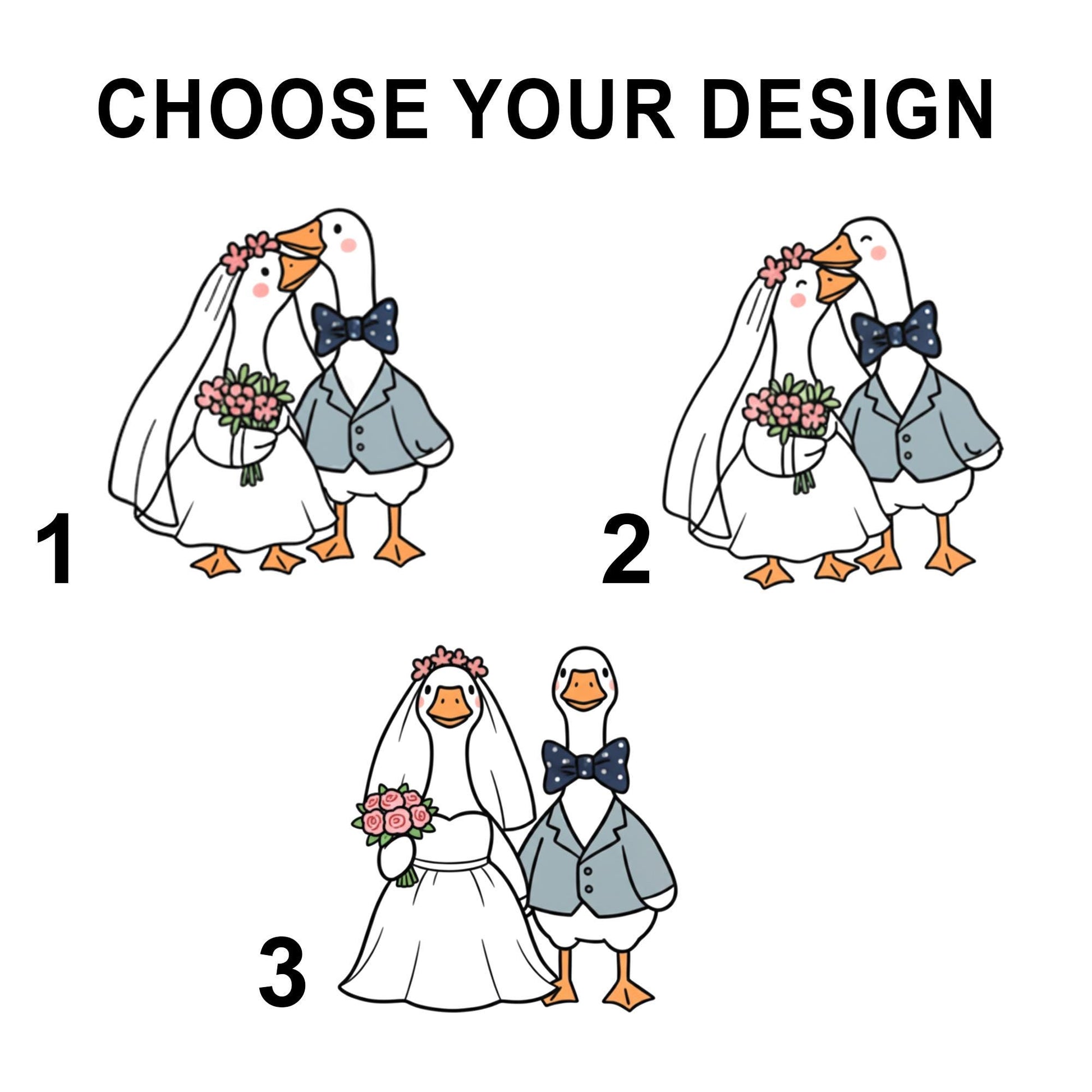Personalized Goose Ornament – Ceramic Wedding Decoration with Bride and Groom, Merry First Honkmas Design