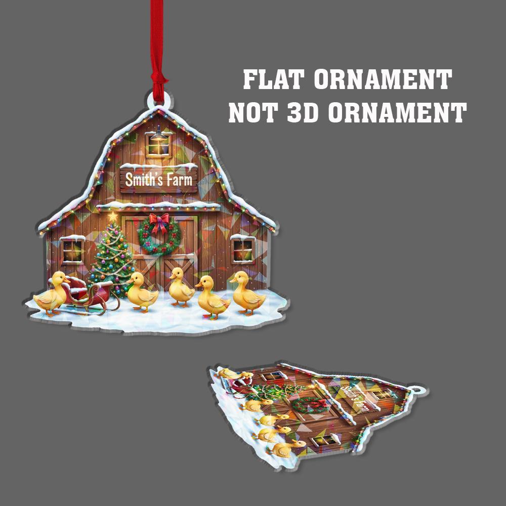 Holographic Barn Duck Ornament — Ducks in Front with Snow Detail