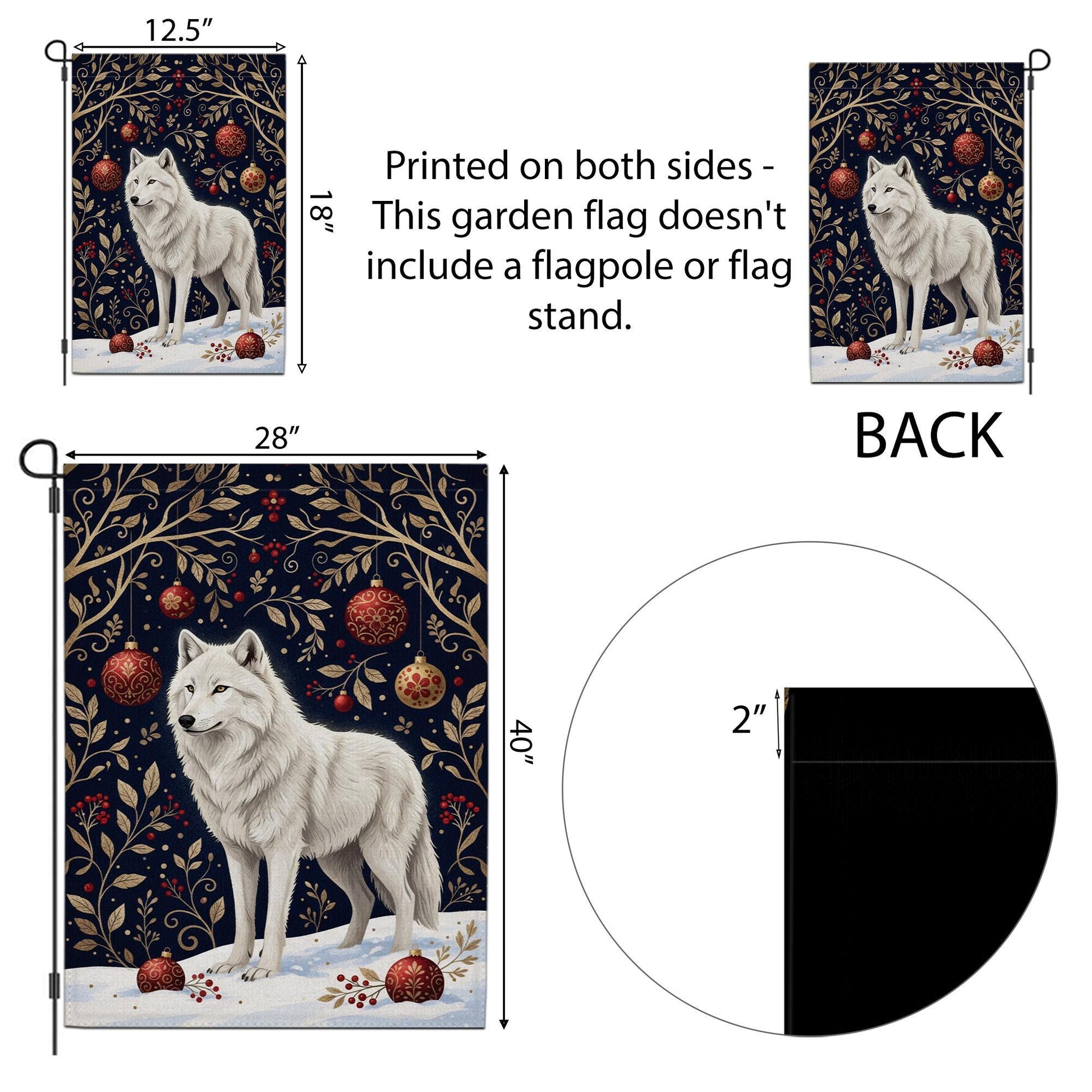 Winter Wolf Flag – Polyester Garden Decoration with Snow Scene and Christmas Design