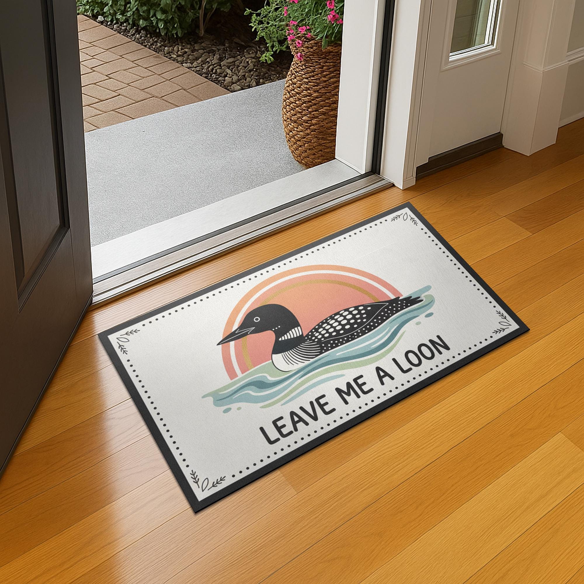 Leave Me A Loon Funny Doormat; Common Loon Bird Watching Welcome Mat